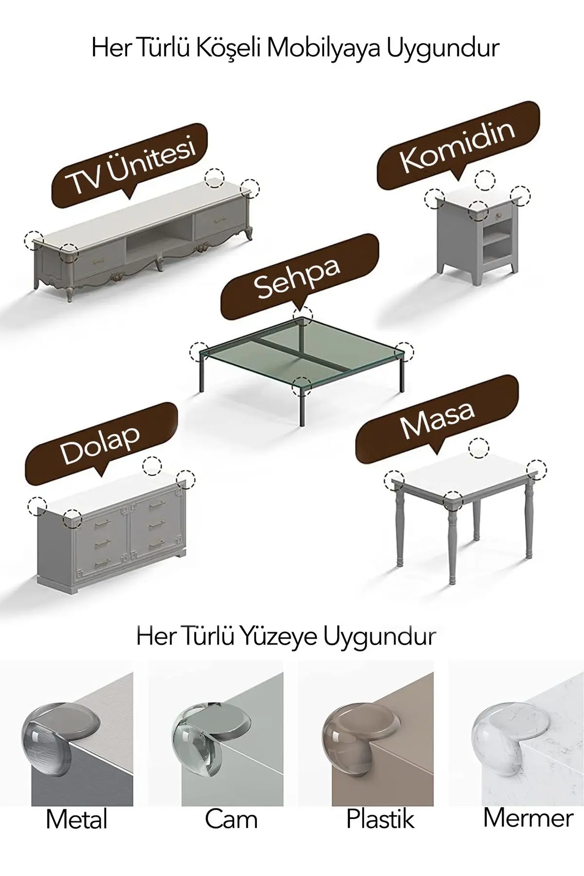 Köşe Koruyucu Bebek Güvenliği için Silikon Köşe Koruması Mobilya Keskin Masa Dolap Kenarları Koruma