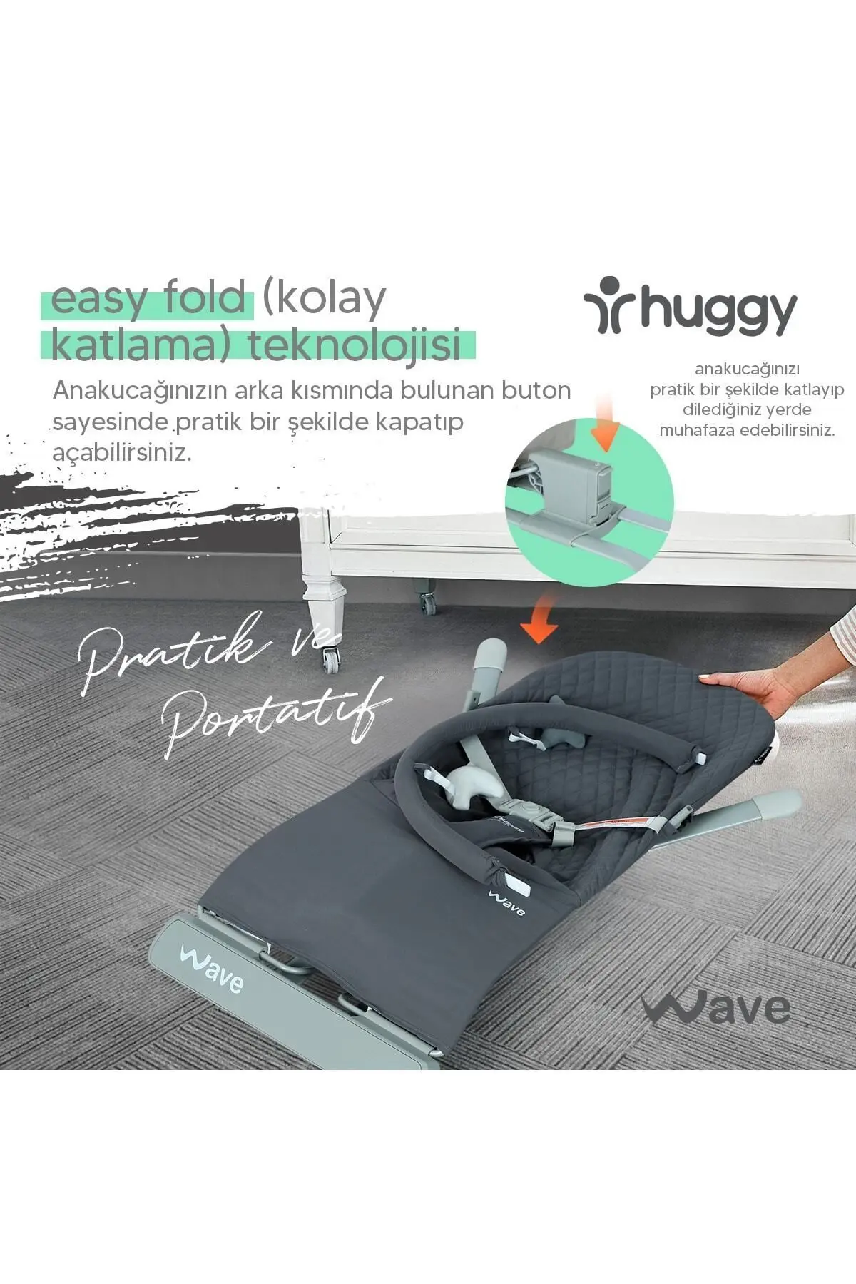 Wave Bebek Hareket Ettikçe Sallanabilen Kademeli Müzikli Titreşimli Anakucağı