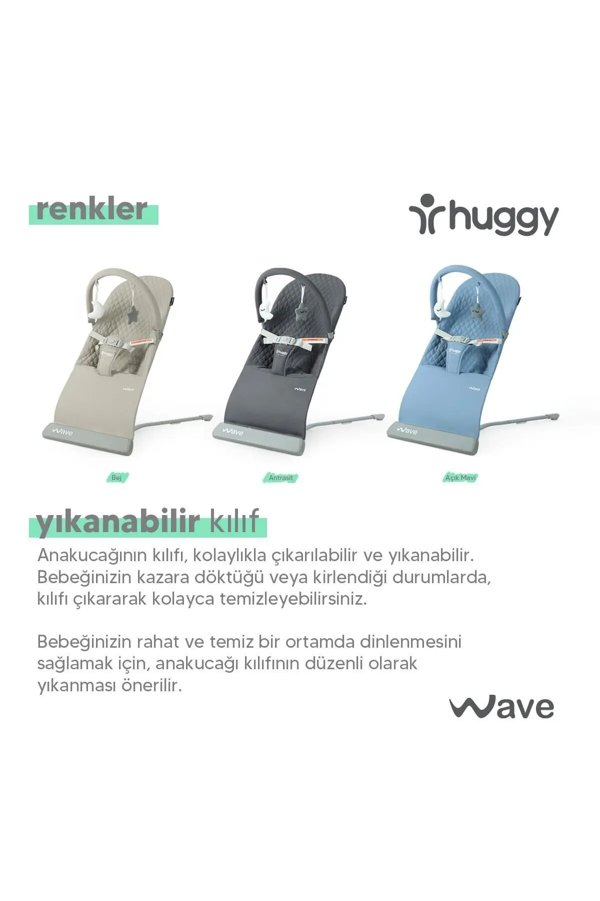 Wave Bebek Hareket Ettikçe Sallanabilen Kademeli Müzikli Titreşimli Anakucağı