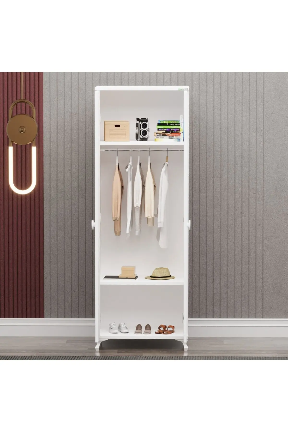 Elegant Beşik ve Yıldız 2 Kapaklı Dolap - Beyaz