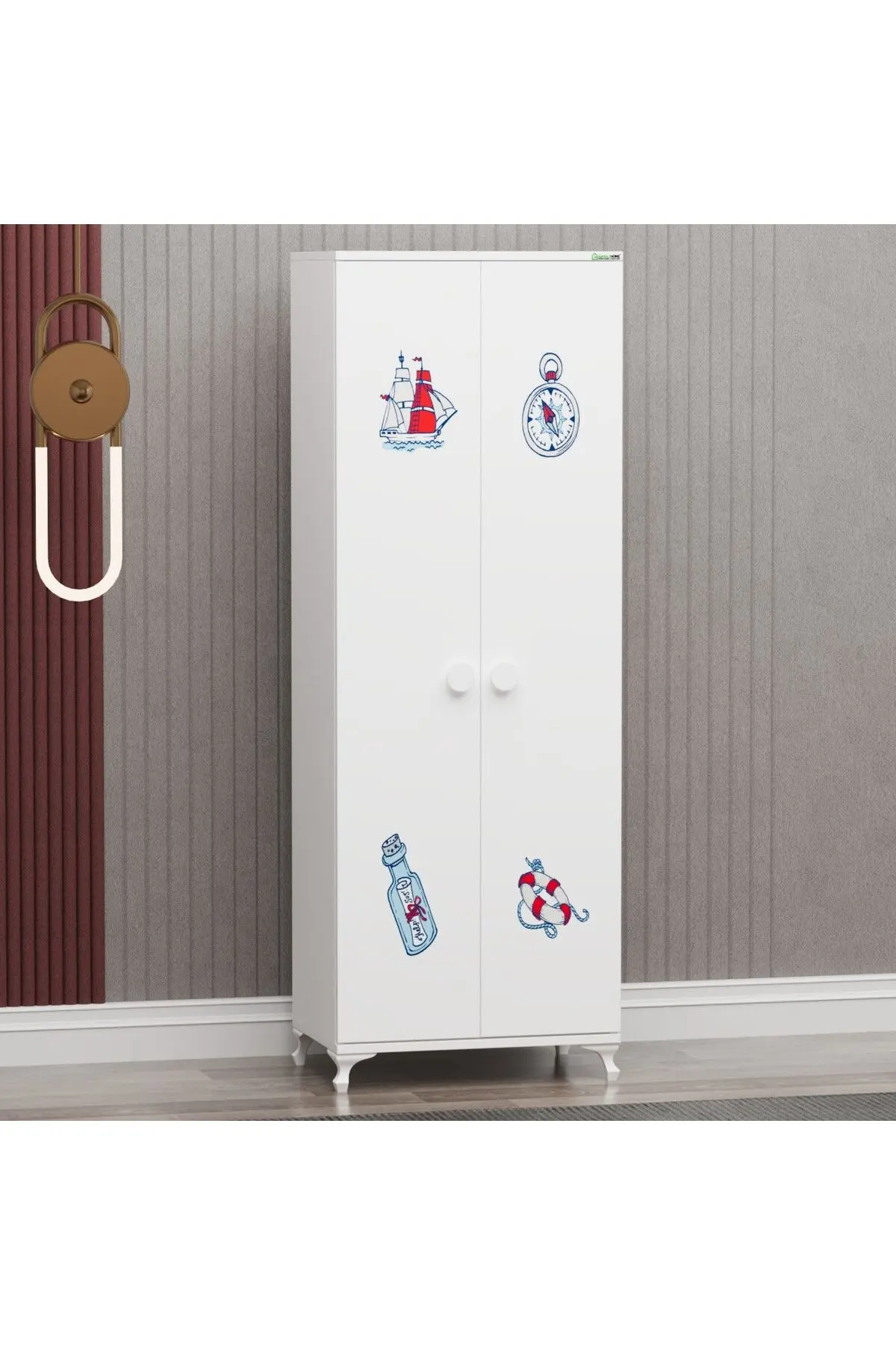 Elegant Beşik ve Yıldız 2 Kapaklı Dolap - Denizci