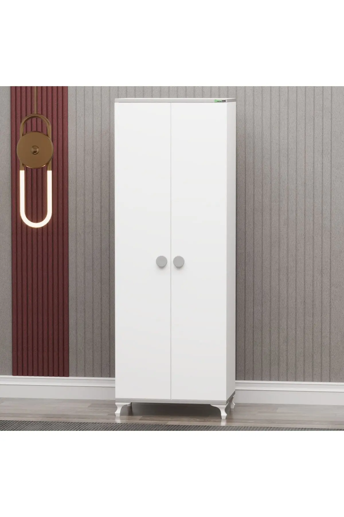 Elegant Beşik ve Yıldız 2 Kapaklı Dolap- Gri