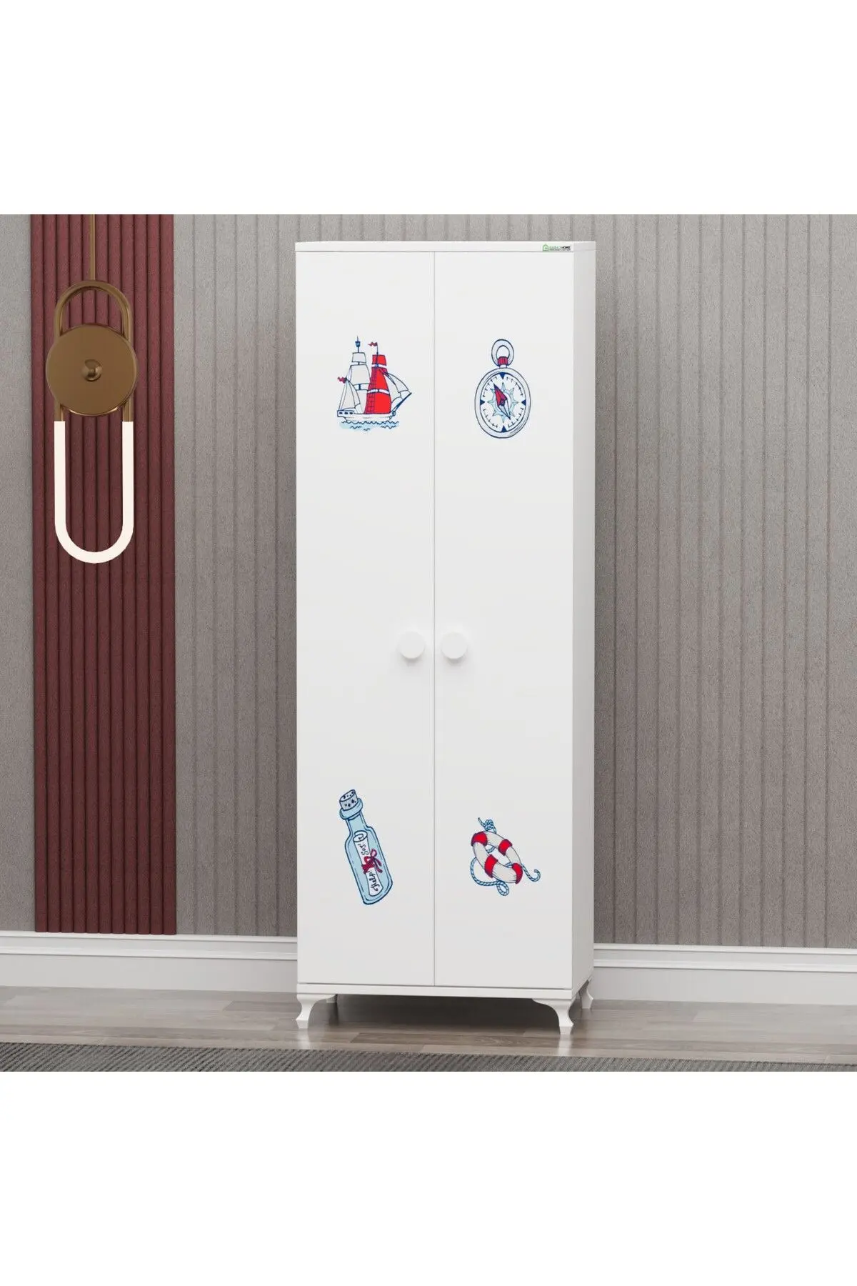Elegant Beşik ve Yıldız 2 Kapaklı Dolap - Denizci