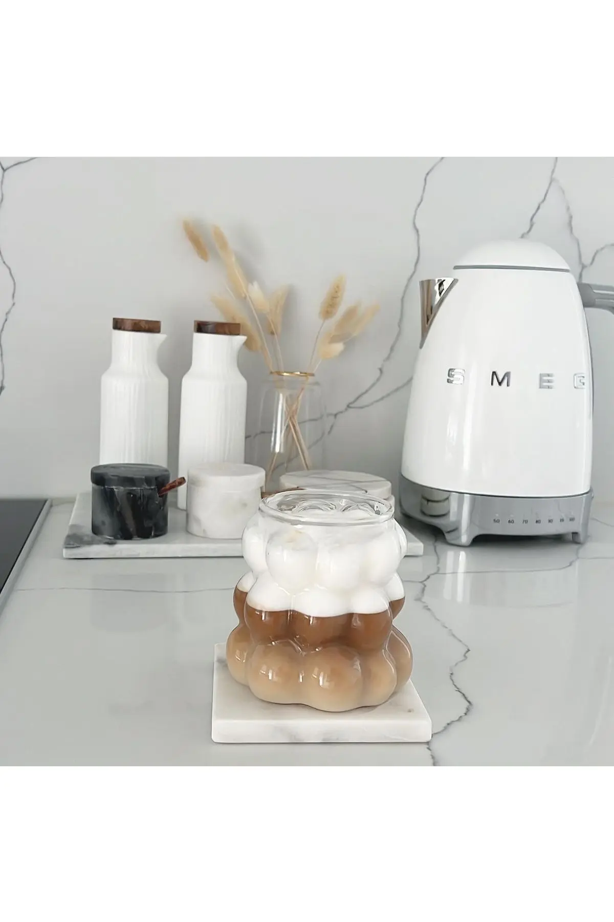 KÜÇÜK EW Boncuk Şekli Isıya Dayanıklı Borosilikat Bardak | Kahve Ve Sunum Bardağı | Borosilikat Bardak