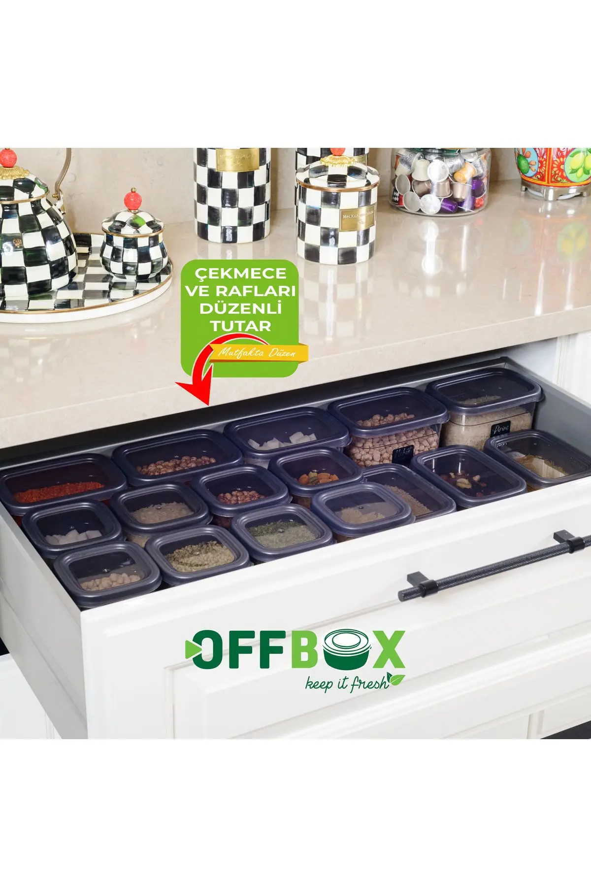 12 Adet 24 Parça 1,2 Litre Kare Erzak Bakliyat Saklama Kabı Seti Baharatlık 20 Adet Etiket Hediyeli