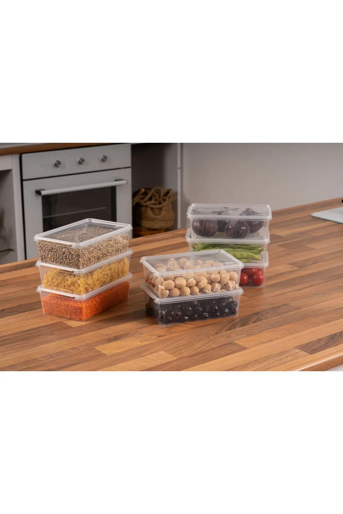 Plastik Saklama Kabı 1 Ltre 10 Adet Kendinden Kapaklı Dondurucu Kabı Hava Almaz 19x13x6 Cm