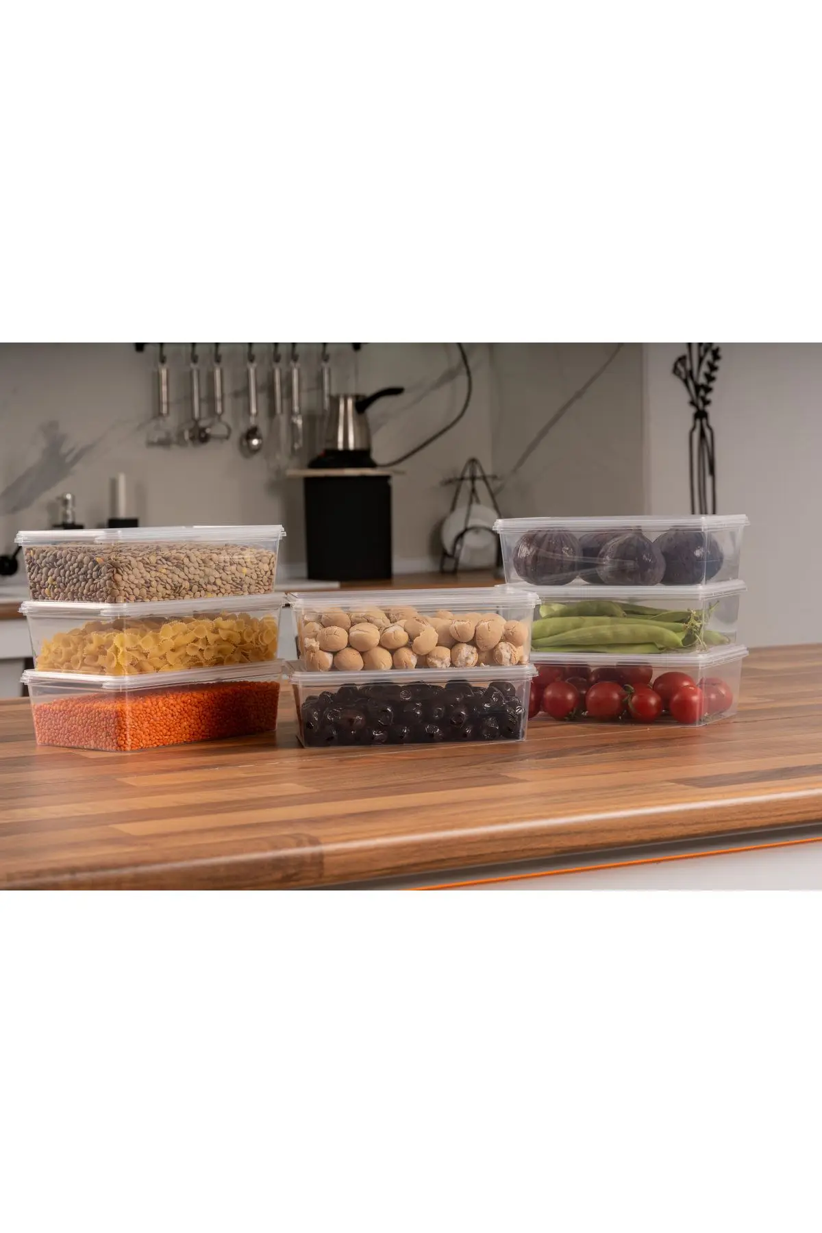 Plastik Saklama Kabı 1 Ltre 10 Adet Kendinden Kapaklı Dondurucu Kabı Hava Almaz 19x13x6 Cm