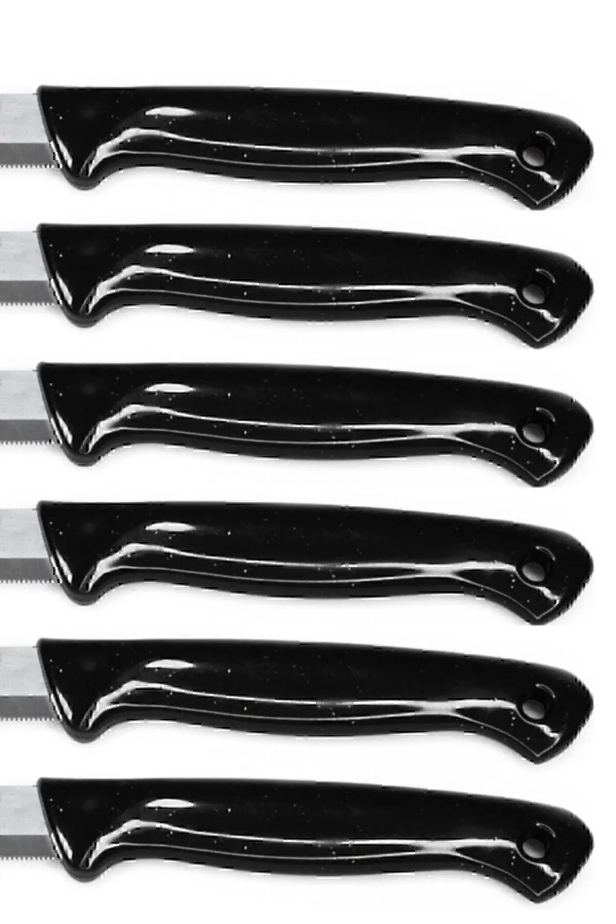 Siyah Delikli Tırtıklı 6’lı Meyve Bıçağı Seti