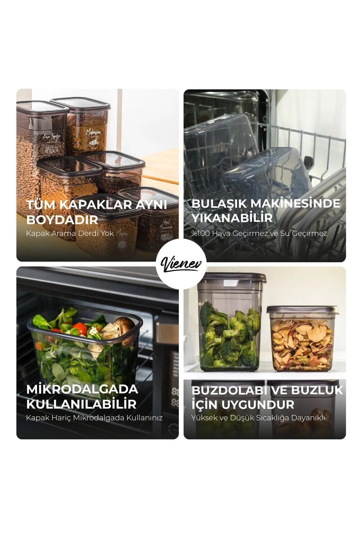 Beyaz Serigrafi Etiketli 12li Set Peggy Şeffaf Kapaklı Uzun Dikdörtgen Saklama Kabı 1,3 Litre