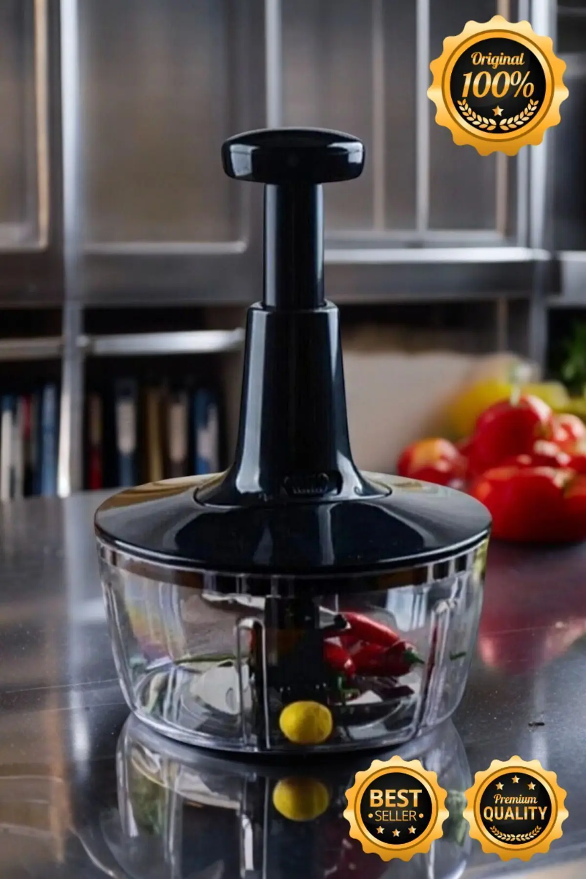 Comprox Manuel Bas Kes Xl Pratik El Robotu 1500ml Yeni Nesil Doğrayıcı, Büyük El Rondosu , Pratik Rondo