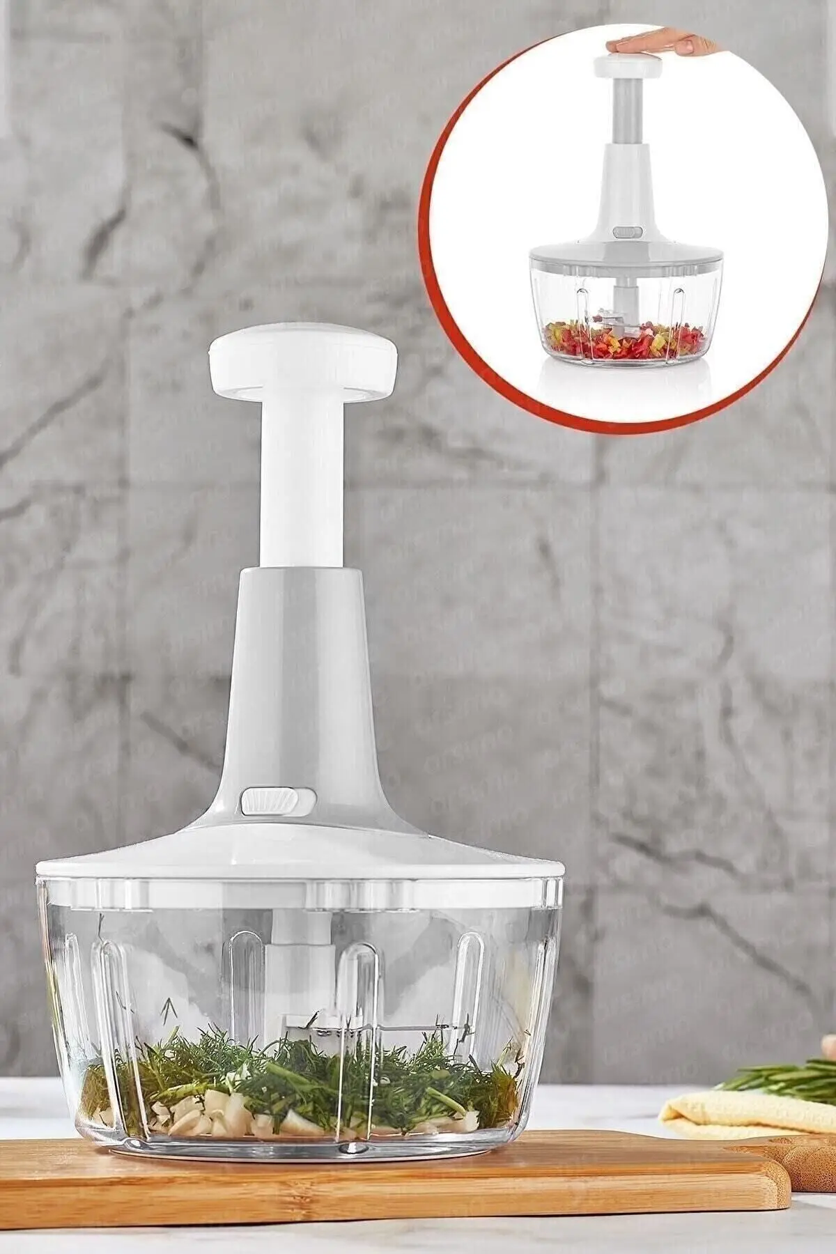 Siyah Bas Kes Xl Pratik El Robotu 1500ml Yeni Nesil Doğrayıcı, Büyük El Rondosu , Pratik Rondo