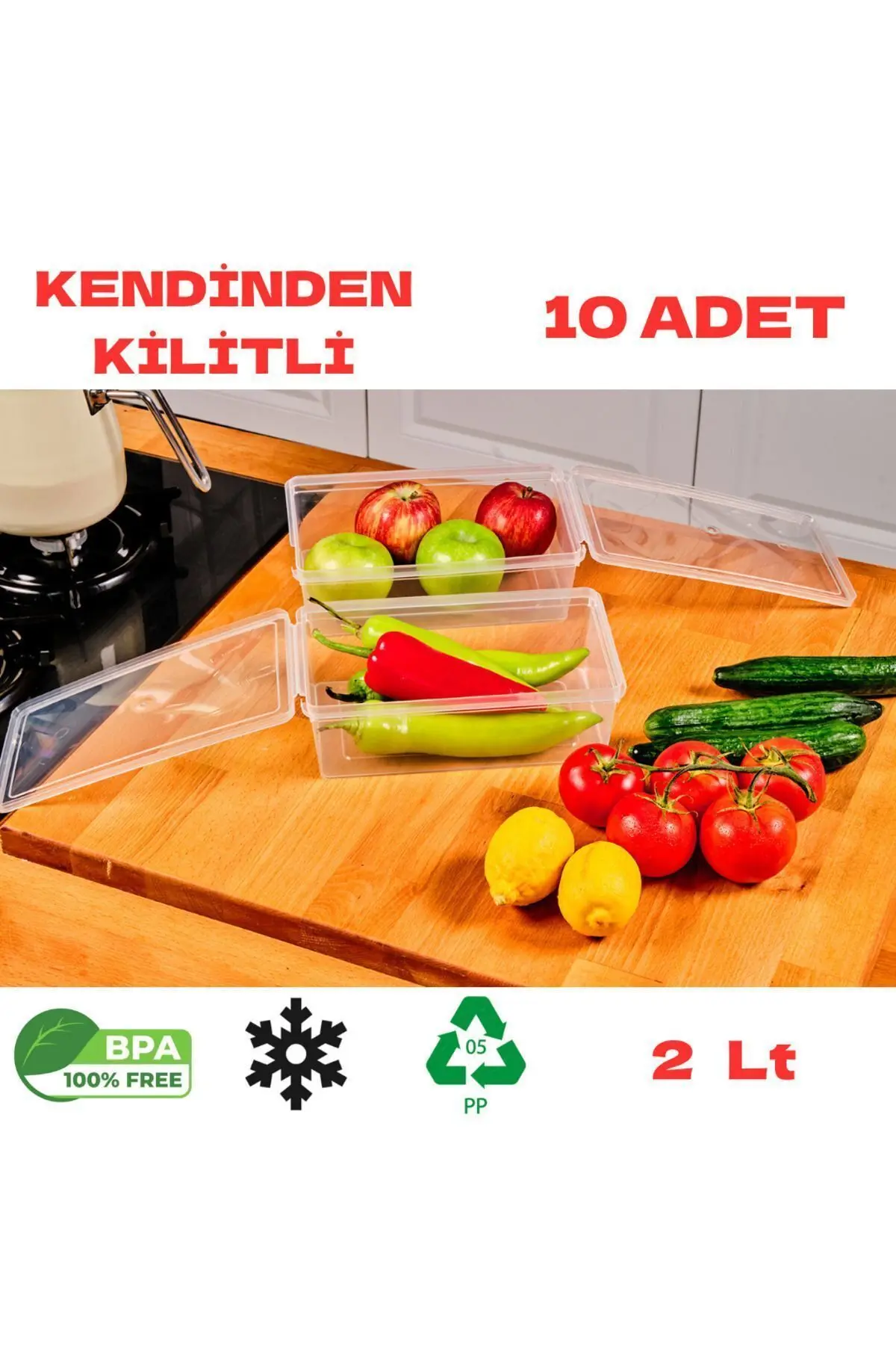 Saklama Kabı 10 Adet 2 Lt Kilitli, Dondurucu,buzdolabı,erzak,oyuncak,yemek,kahve,malzeme Kutusu,gıda