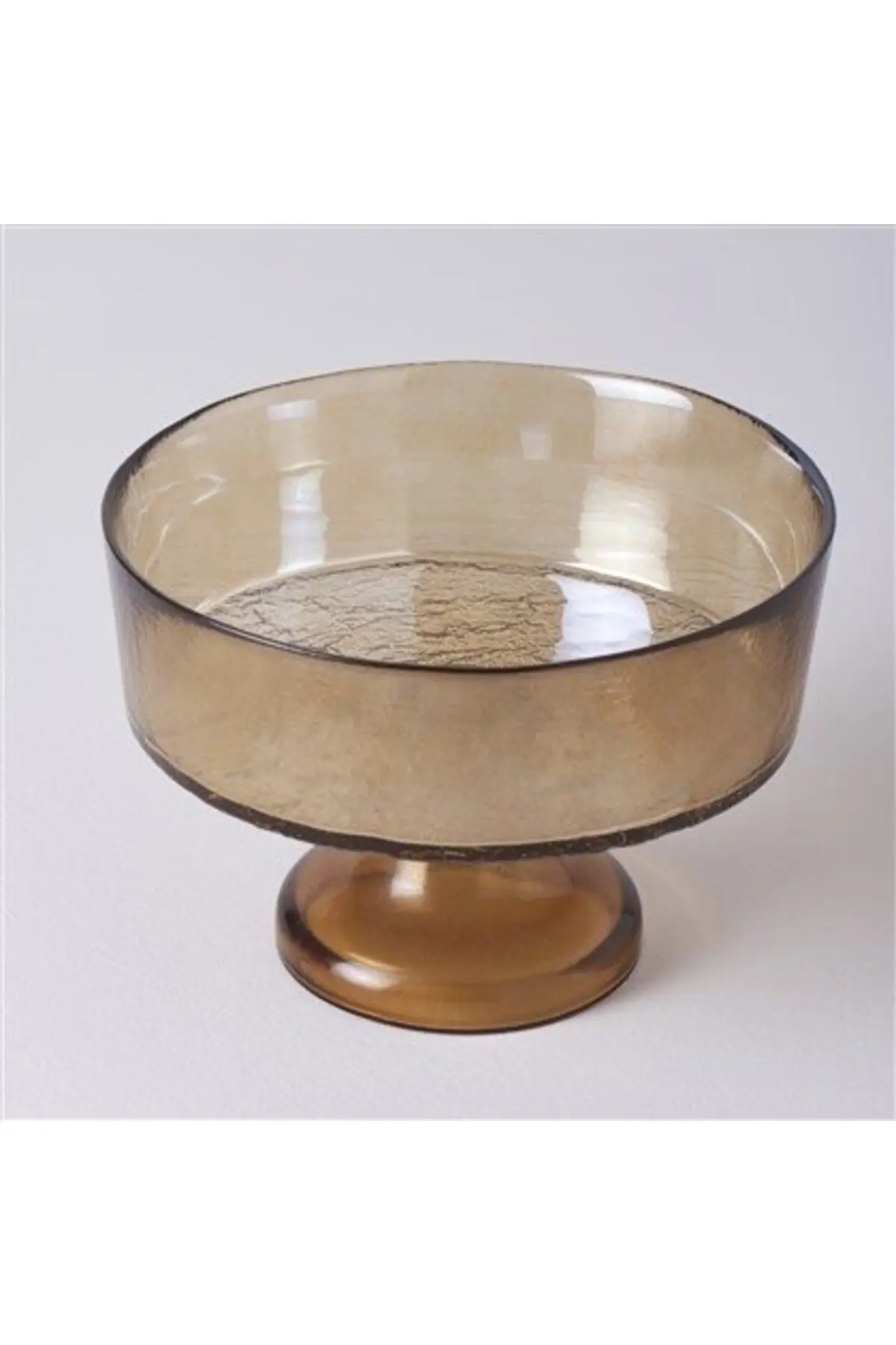 BPA Free Gleam Cam 21 Cm Ayaklı Servis Amber 21 Servis Tabağı Cam Yuvarlak Modern 1 Sarı