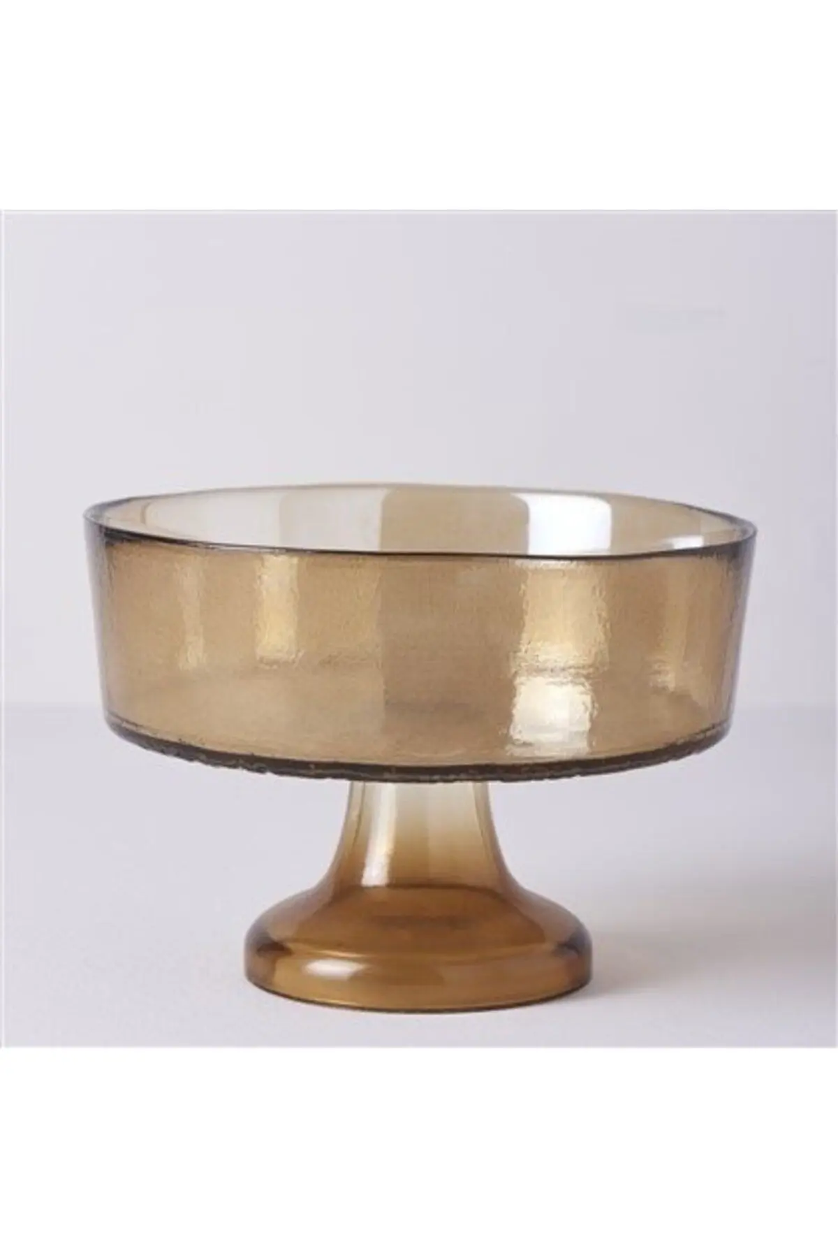 Linens BPA Free Gleam Cam 21 Cm Ayaklı Servis Amber 21 Servis Tabağı Cam Yuvarlak Modern 1 Sarı