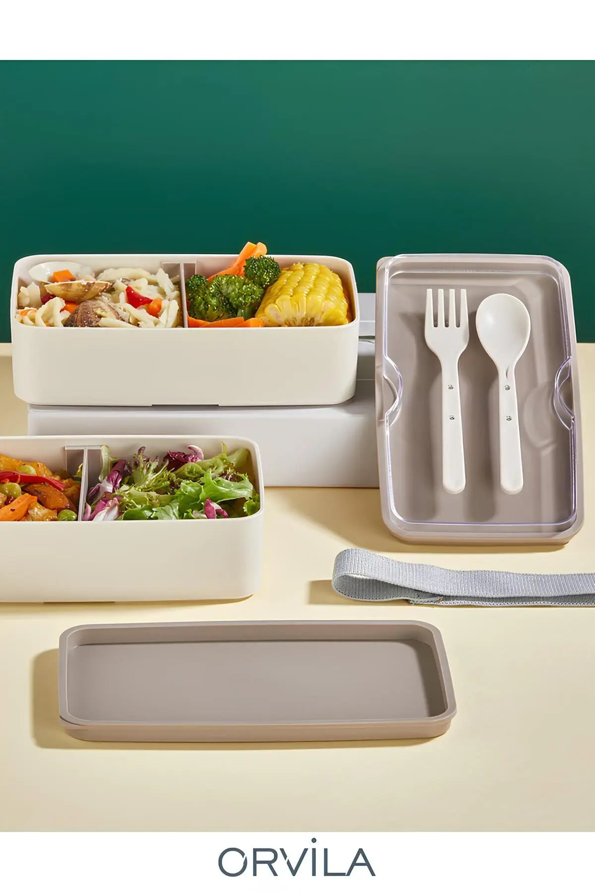 Orvila 2 Kat Yemek Saklama Kabı Beslenme Kutusu Seti - Sporcu Diyet Öğrenci Fitness Okul Işyeri Sefer Tası