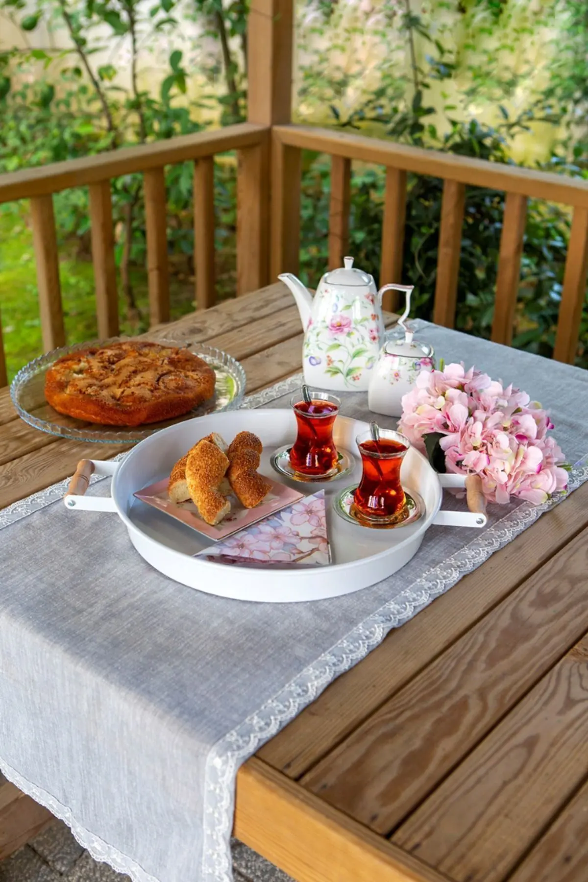 3 Lü 45yeşil, 37beyaz, 30kırmızı Ahşap Kulplu Metal Tepsi Çay Tepsisi Sunum Tepsi Seti