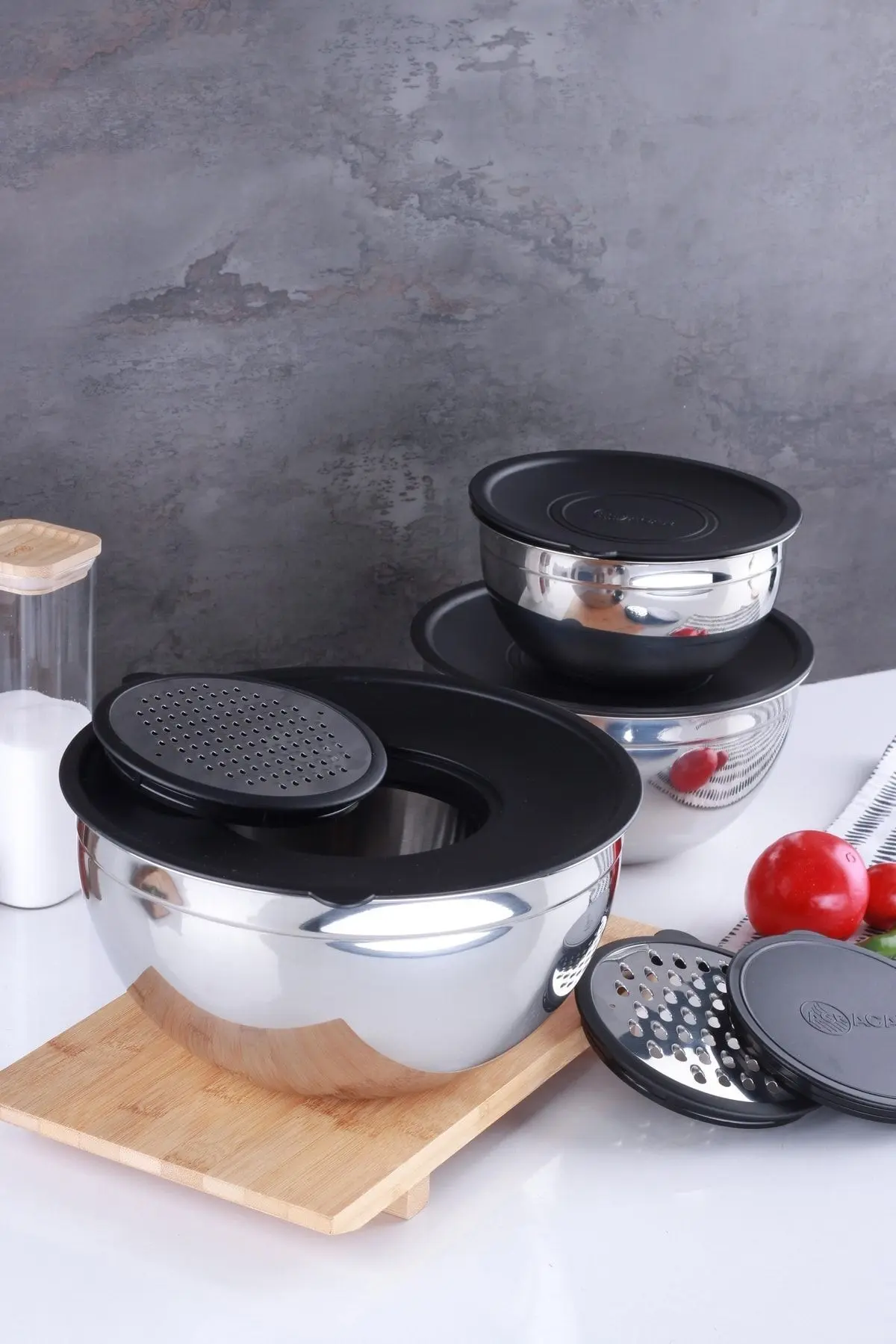 Karat 9 Parça Rendeli Karıştırma ve Saklama Kabı (16-20-24 cm)