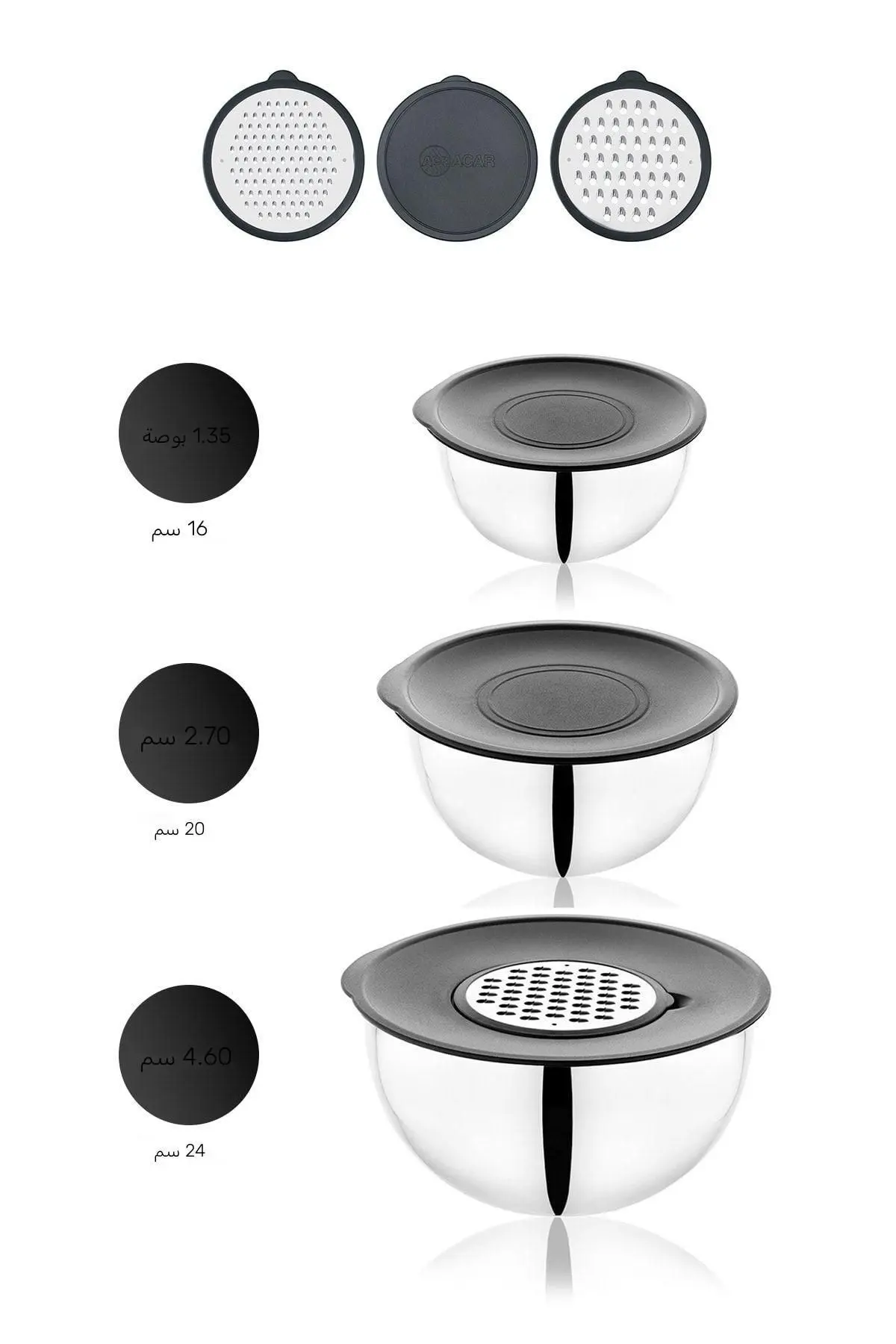 Karat 9 Parça Rendeli Karıştırma ve Saklama Kabı (16-20-24 cm)