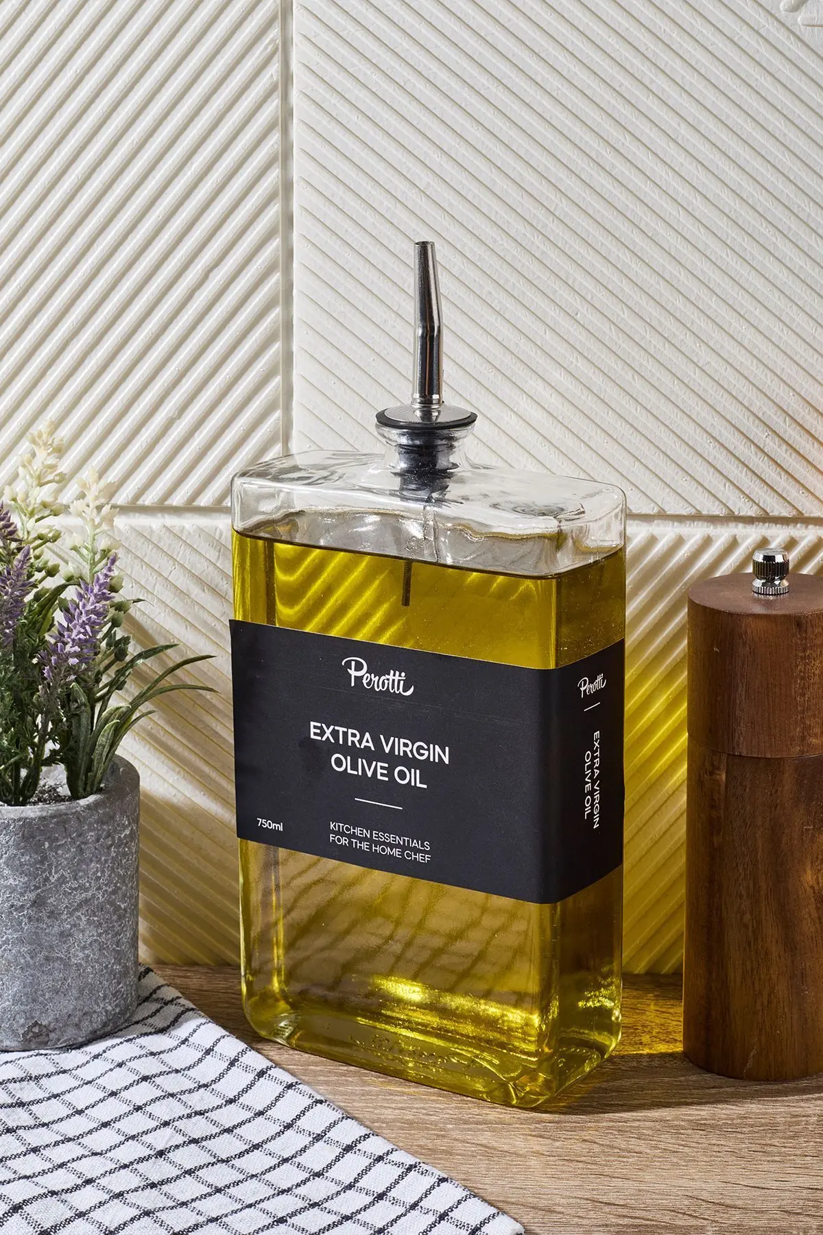 Perotti Molivet 750ml Silver Kapak Cam Yağdanlık-sosluk-sirkelik