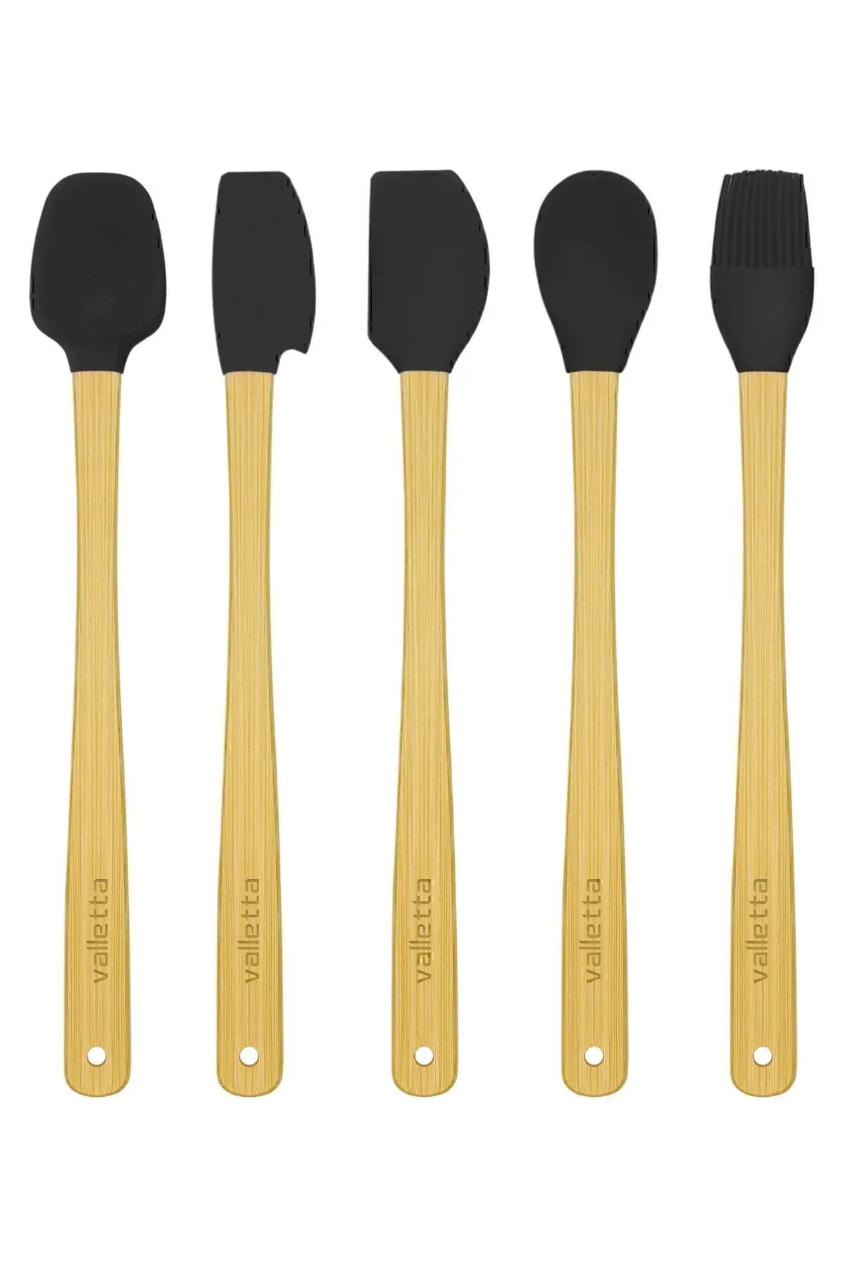 Indigo 5 Li Siyah Bambu Silikon Spatula Seti Uzun 26 cm