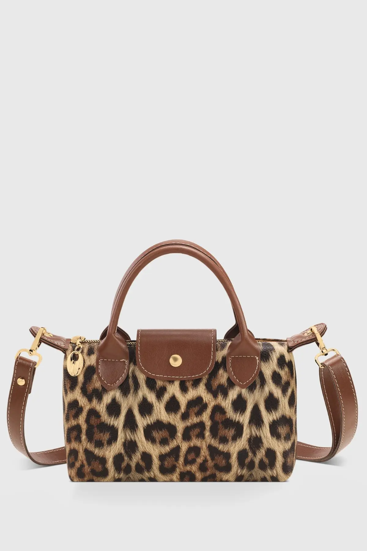 Housebags Leopar Desenli Çok Yönlü PU Deri Çapraz Askılı Çanta