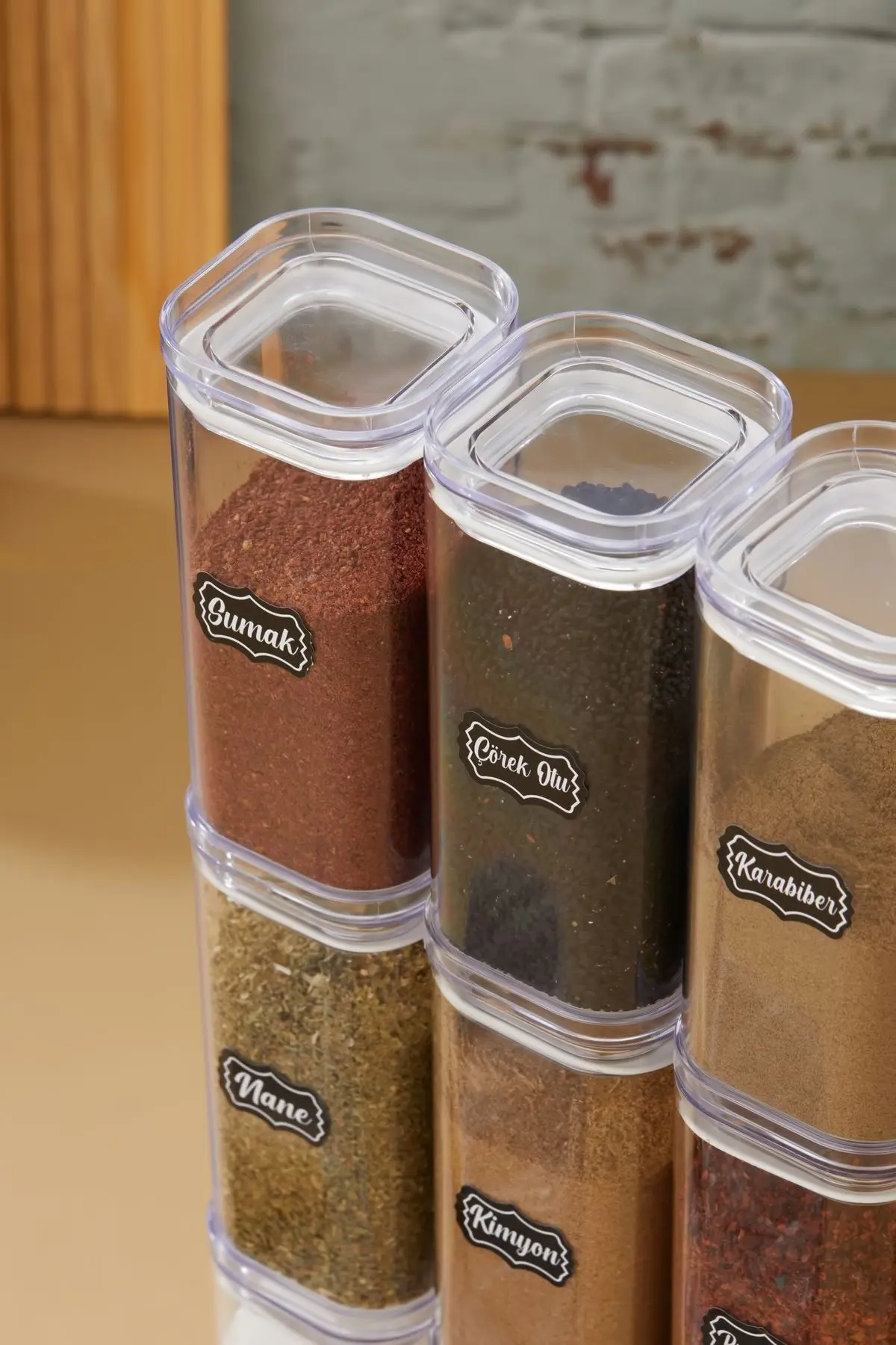 12'li 300ml Vakumlu Kapak Baharatlık Takımı - Sızdırmaz Conta - Etiket Hediyeli