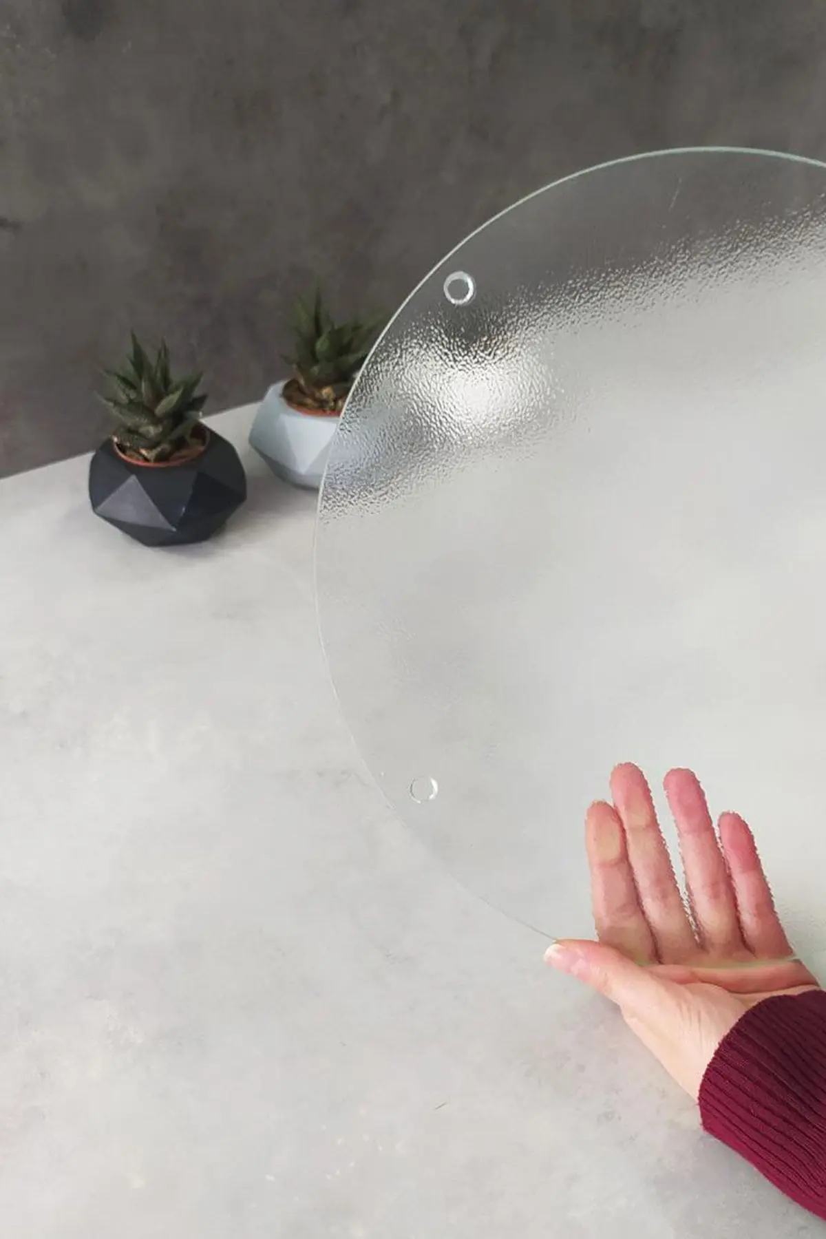 Cam Kesme Tahtası Cam Kesme Tablası Buzlu Cam Çap32 cm