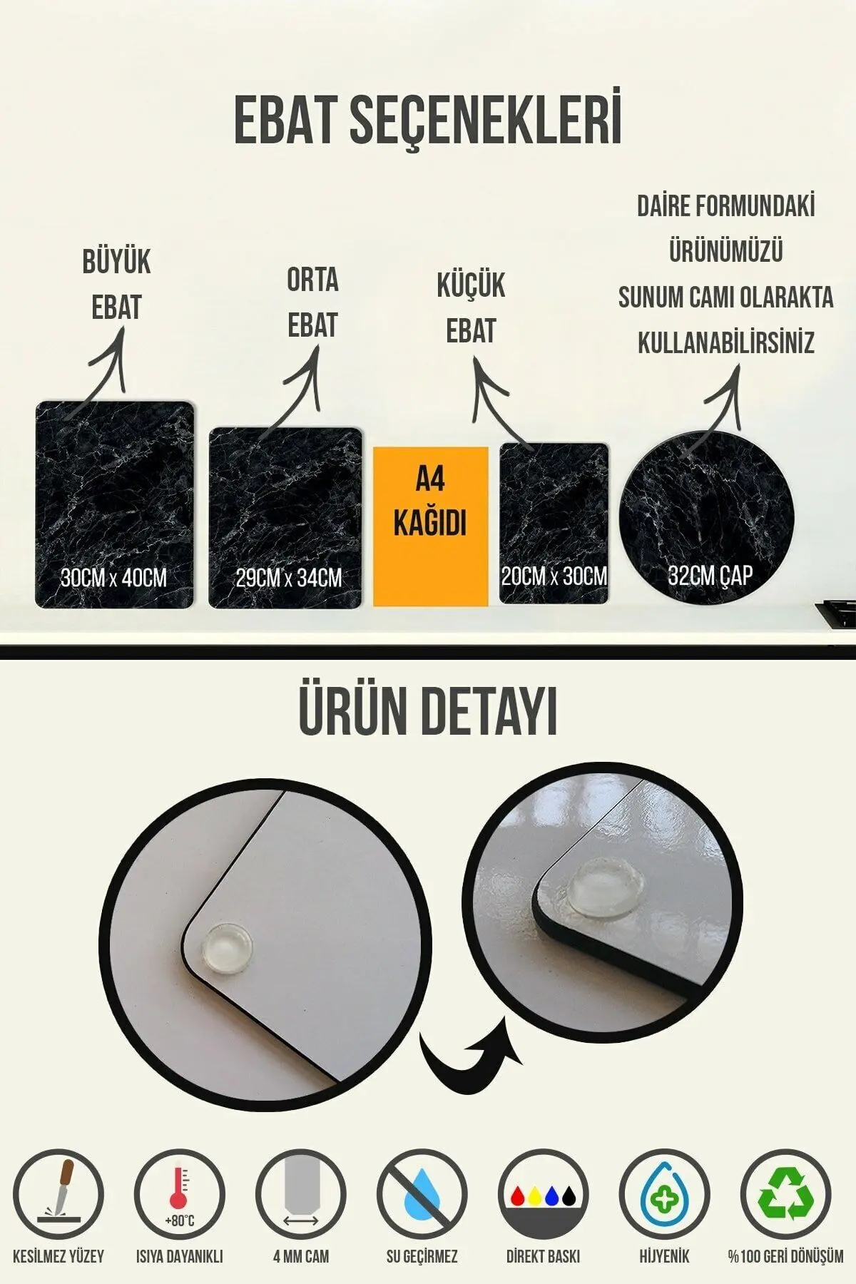 Saydam | Cam Kesme Tahtası - Cam Kesme Tablası | 20cm X 30cm