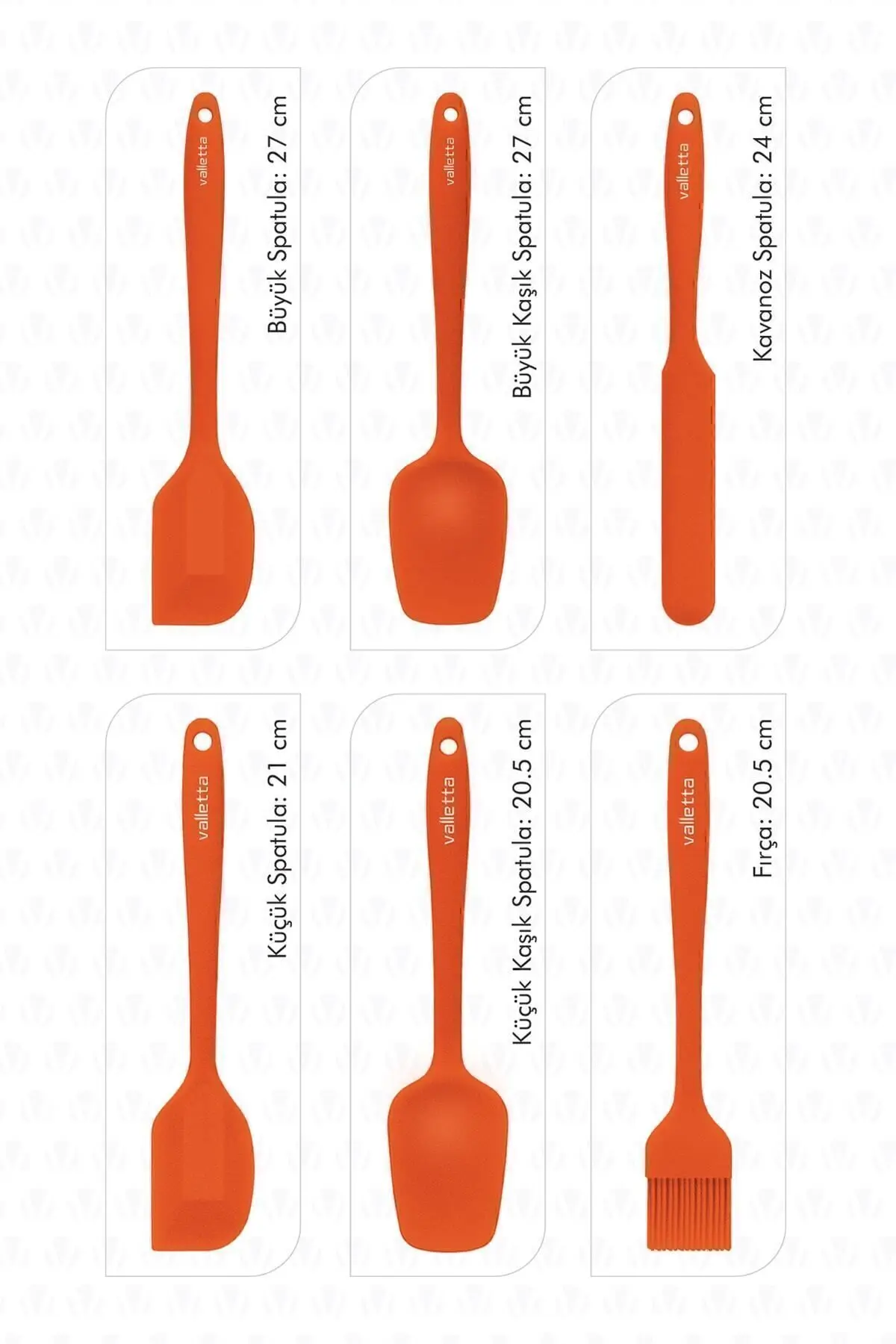 Drongo Isıya Dayanıklı Yanmaz Yapışmaz Silikon Spatula Seti 6 Parça Turuncu