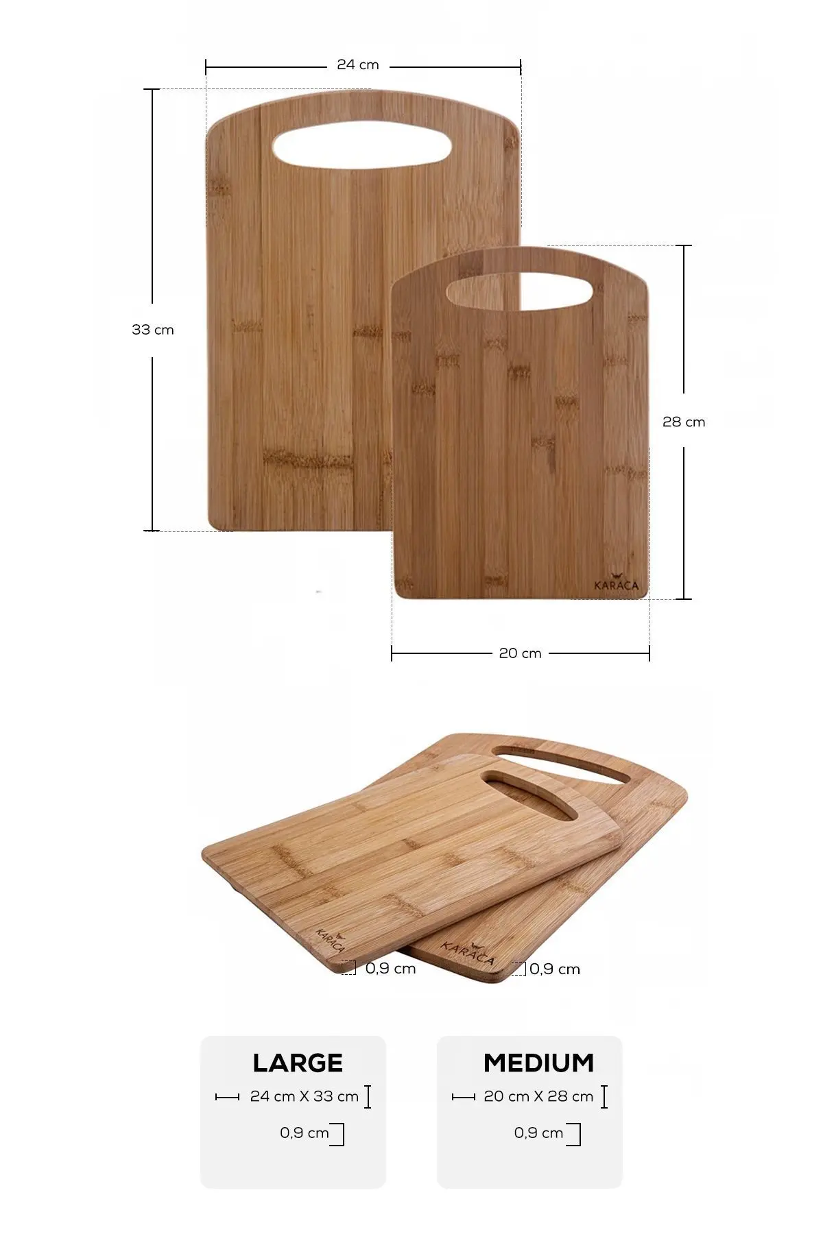 Stark 2'li Bambu Kesme Tahtası 28/33 Cm