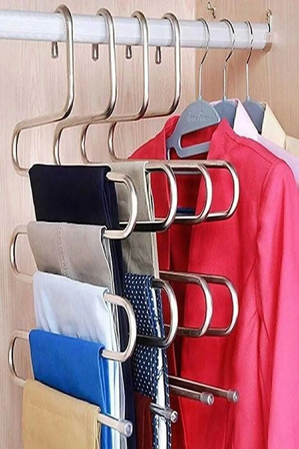 Chehra Design Dekoratif Metal Dolap Içi Krom Askı Pantolon Askısı Çoklu Askılık