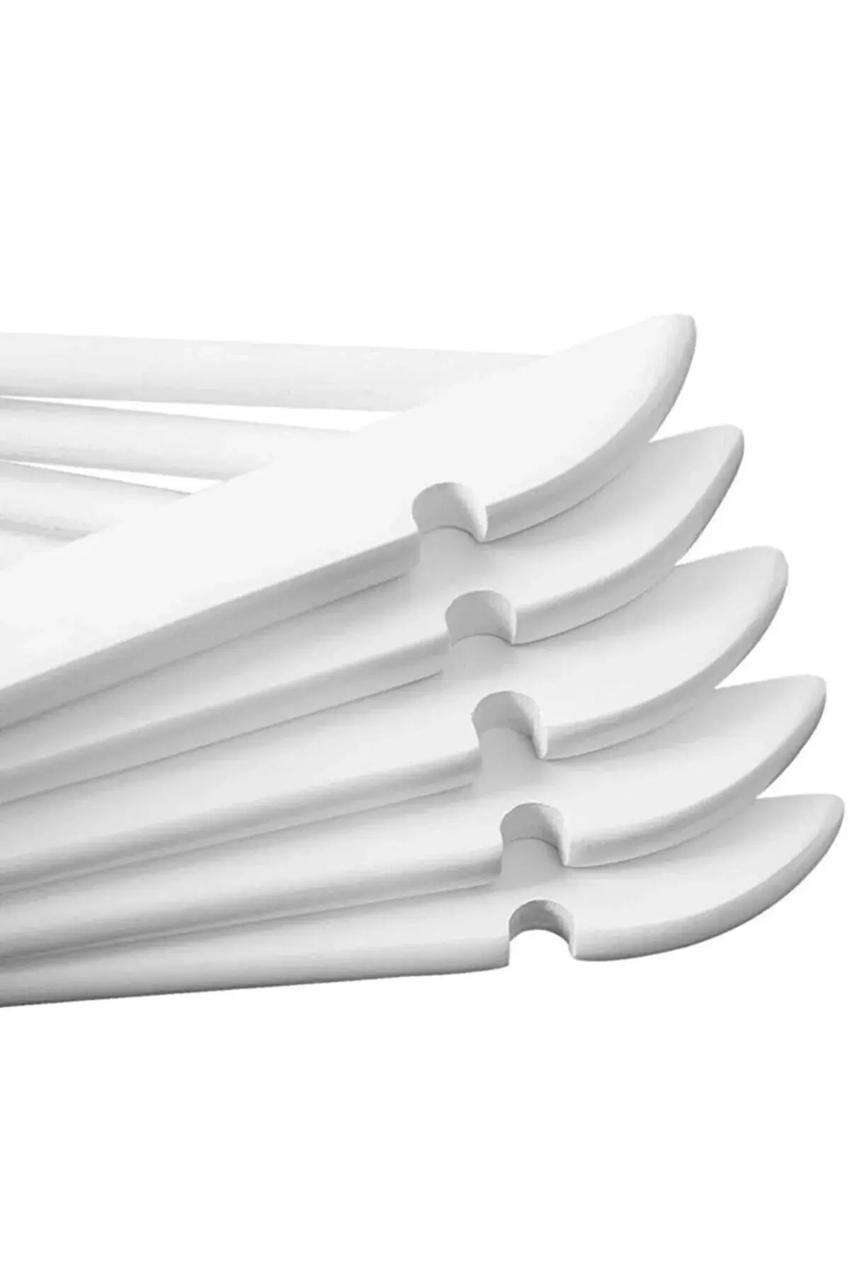 12 Adet - Ahşap Görünümlü Plastik Kıyafet Ve Elbise Askısı Beyaz Designedbygnd