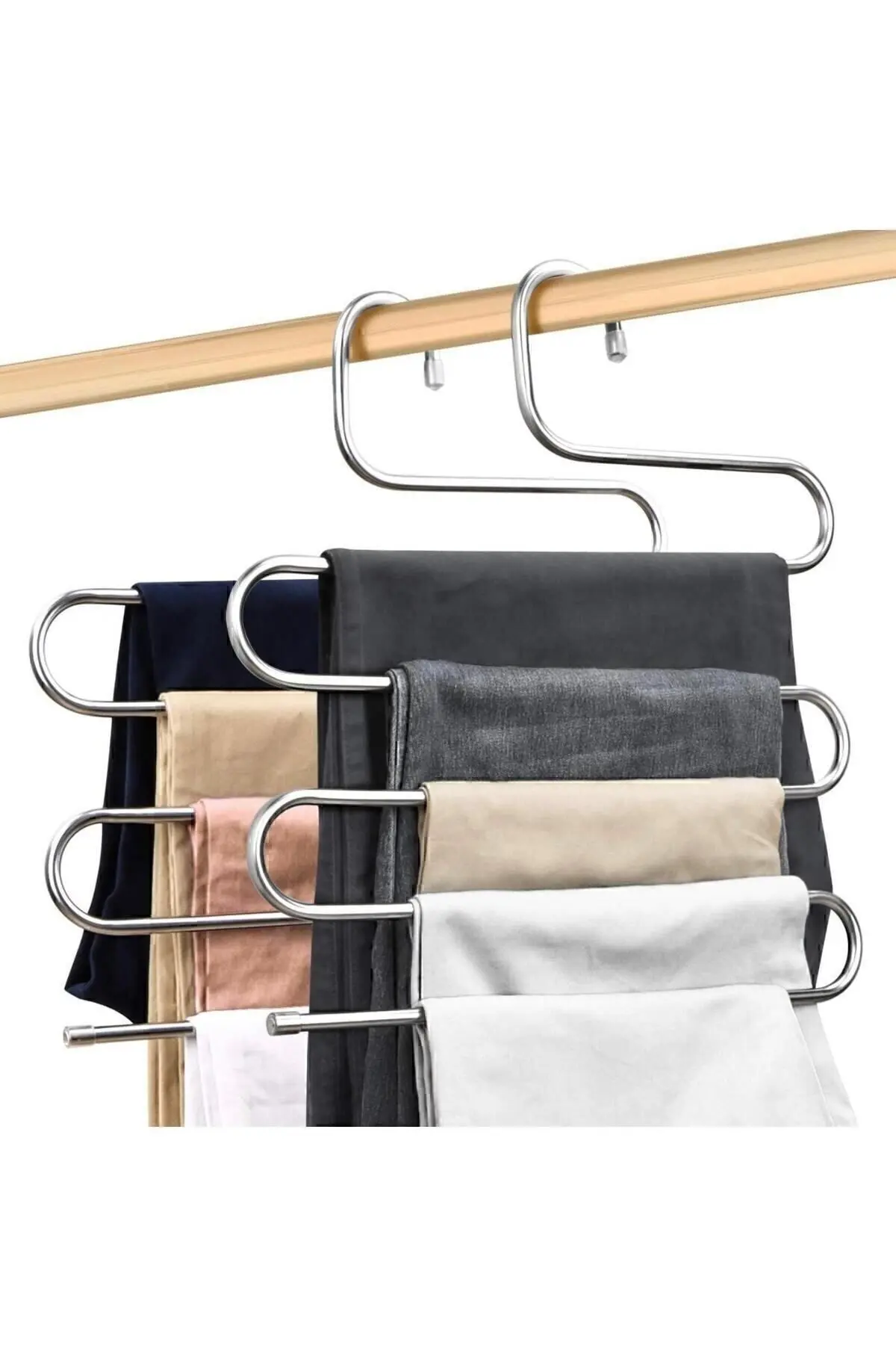 5 Katlı Metal Pantalon Eşarp Askısı Dolap Içi Düzenleyici Pantolon Askısı