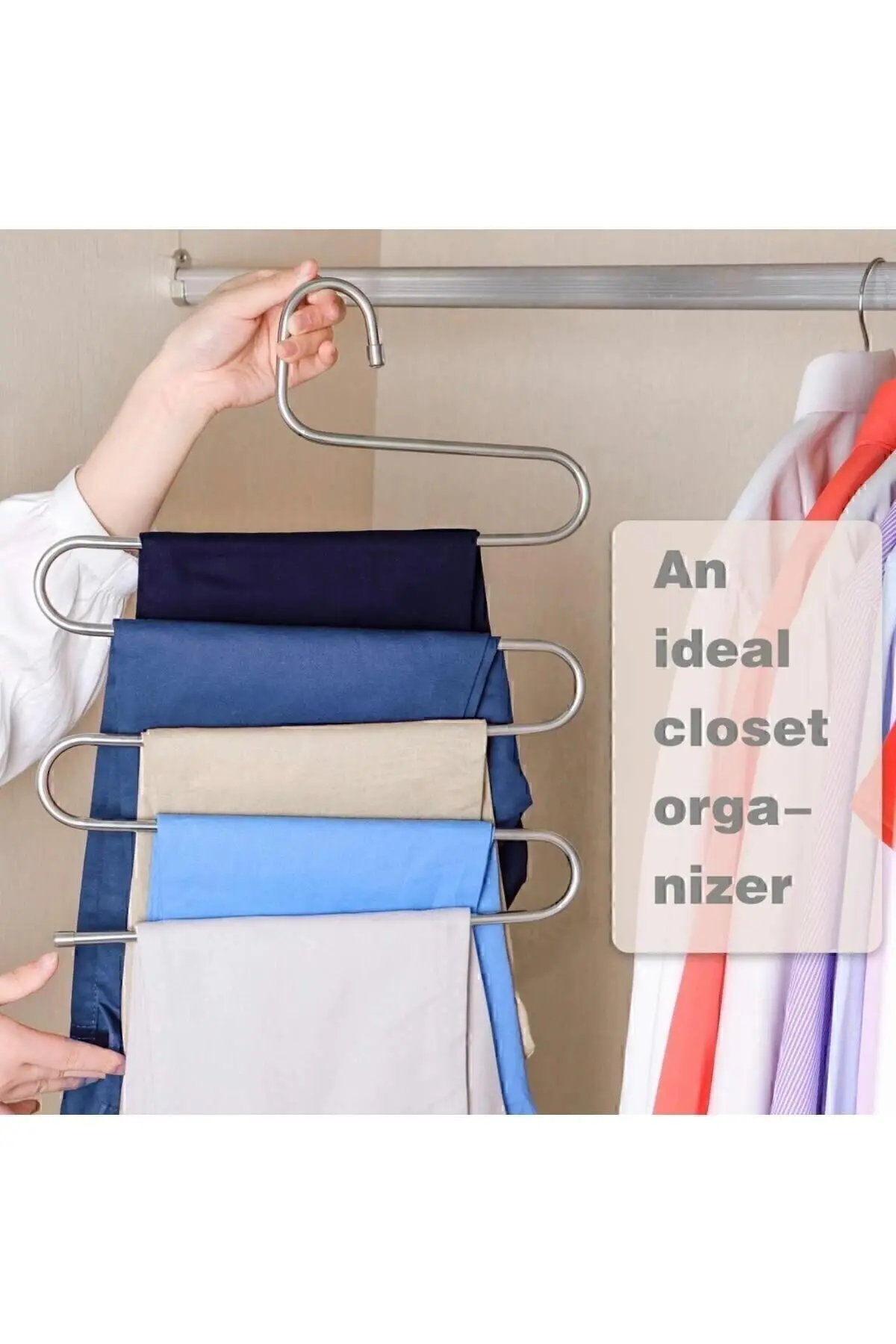 5 Katlı Metal Pantalon Eşarp Askısı Dolap Içi Düzenleyici Pantolon Askısı