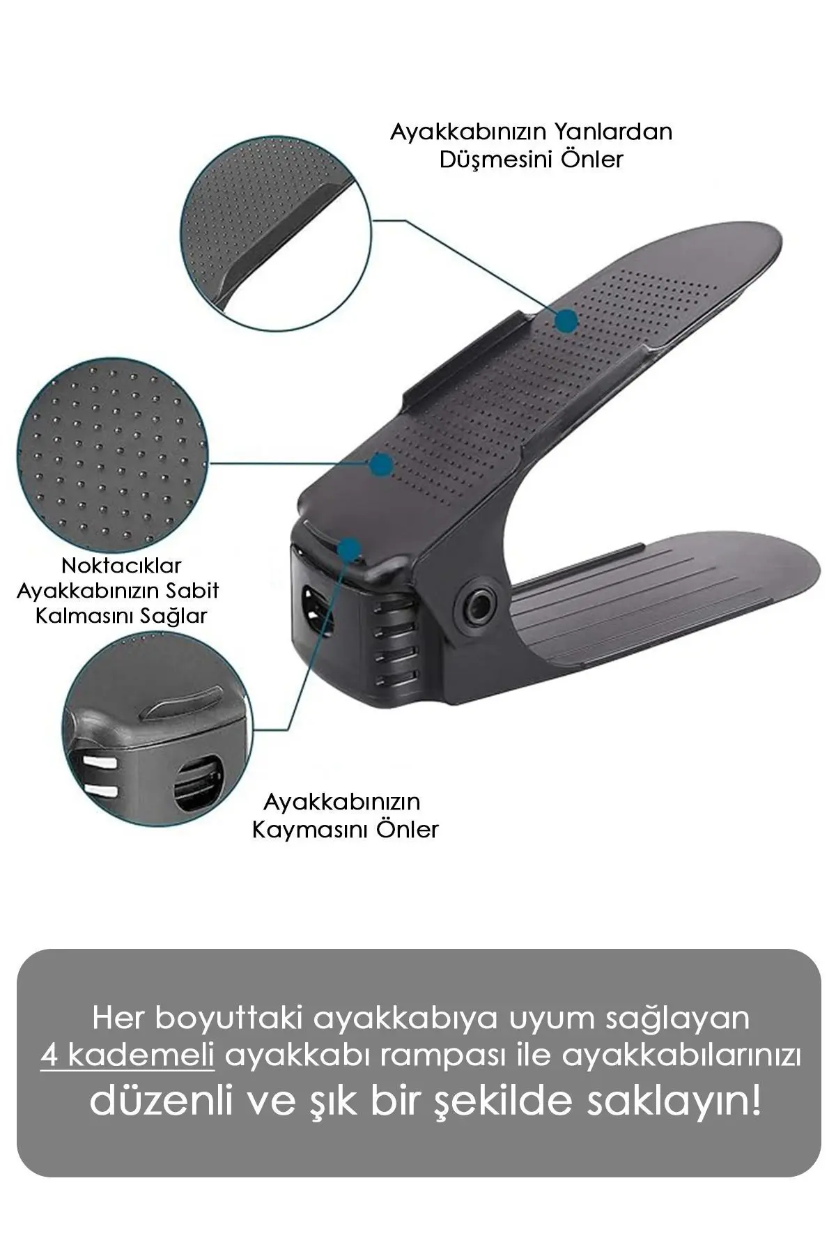 20'li Tekli Ayarlanabilir Ayakkabı Rampası - Dolap İçi Ayakkabı Düzenleyici Organizer