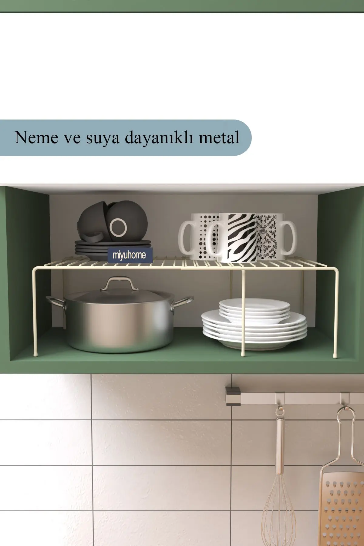 Genişletilebilir Raf Ayarlanabilir Dolap İçi Düzenleyici Mutfak Düzenleyici Banyo Düzenleyici BEJ