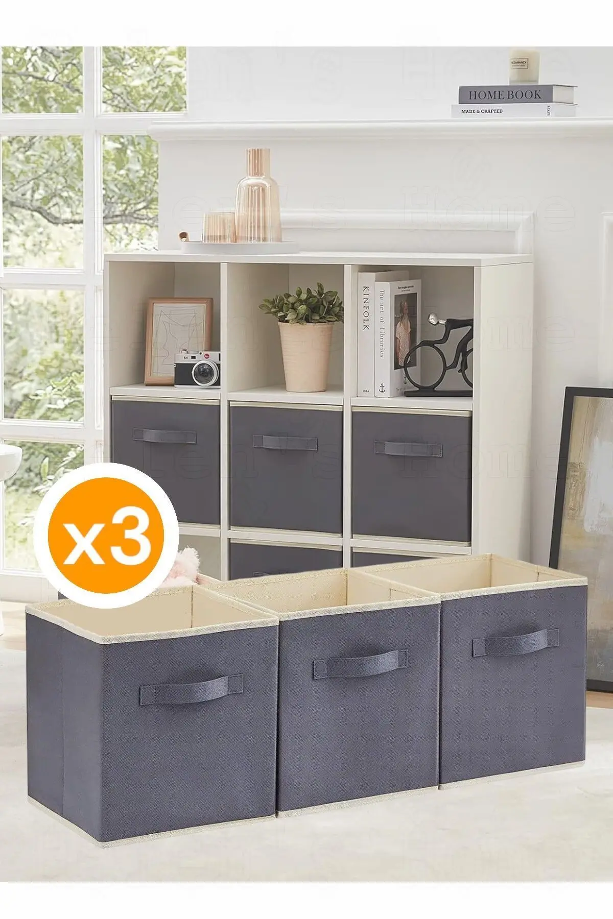 Helen's Home 3'lü Dolap Içi Çamaşır Oyuncak Düzenleyici Kapaksız Saklama Kutusu Organizer 30x30x30