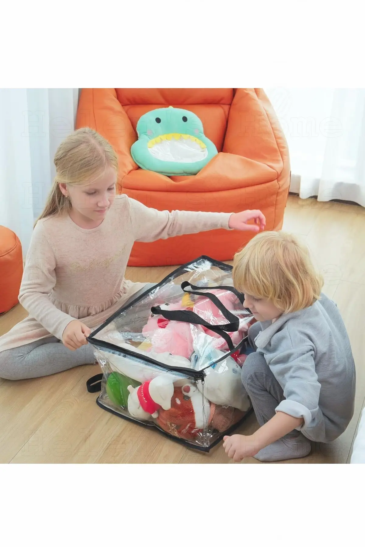 5 Adet 40 Micron Kalın Pvc Saklama Çantası Çeyizlik Geniş Büyük Hurç 50x34x13 Cm