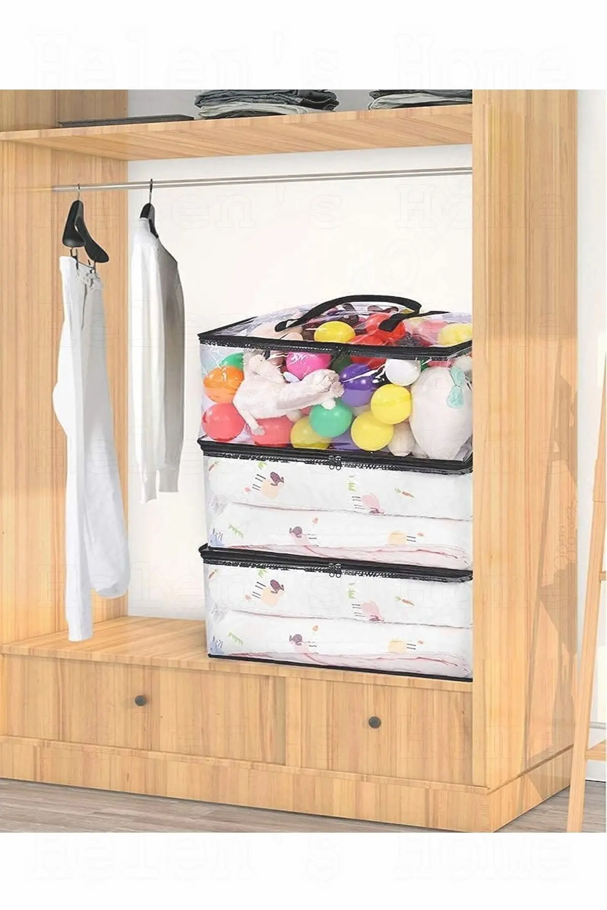 5 Adet 40 Micron Kalın Pvc Saklama Çantası Çeyizlik Geniş Büyük Hurç 50x34x13 Cm