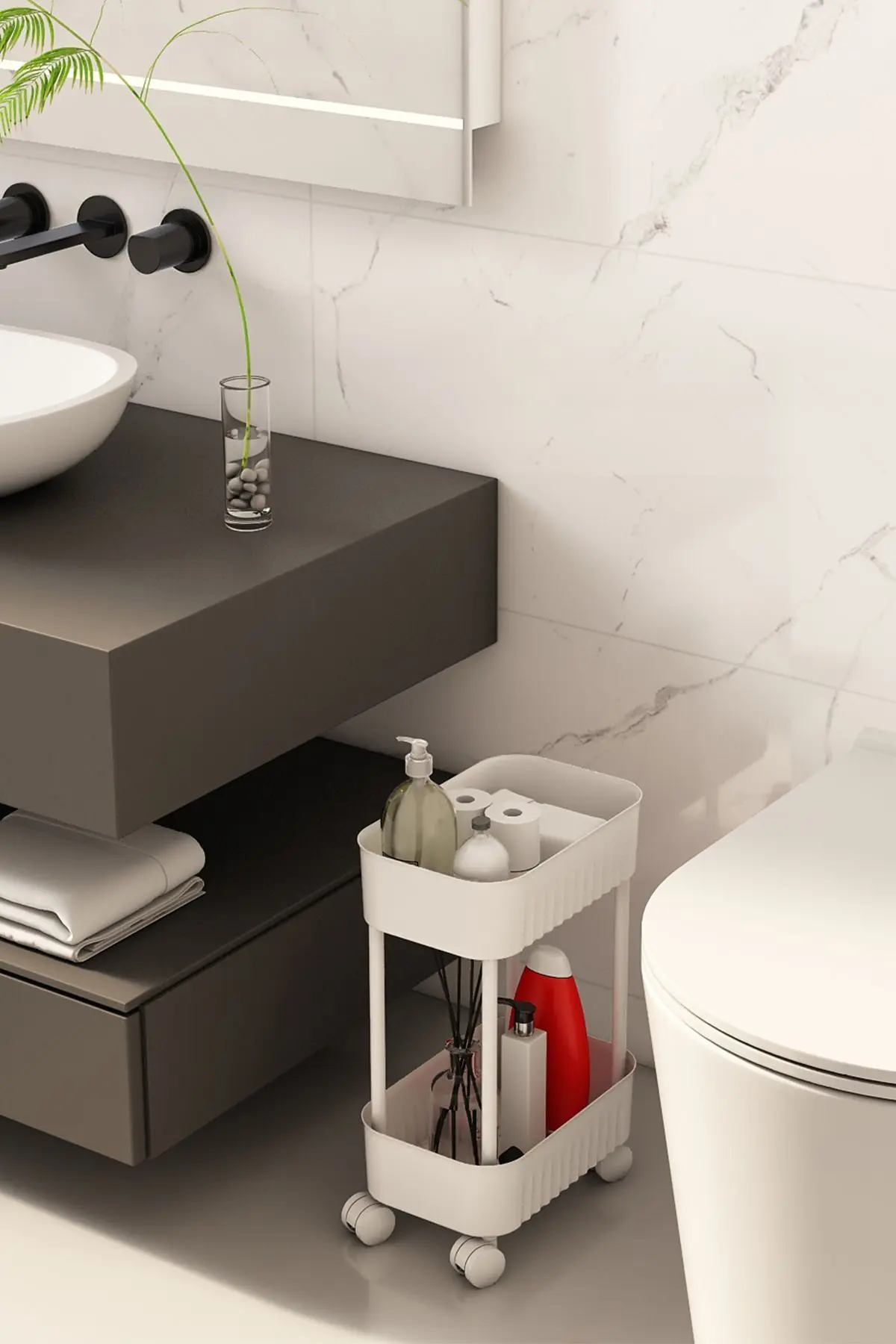 Lizbon Çok Amaçlı 2 Katlı Evye Altı Düzenleyici Dolap Içi Tegah Altıtekerlekli Organizer