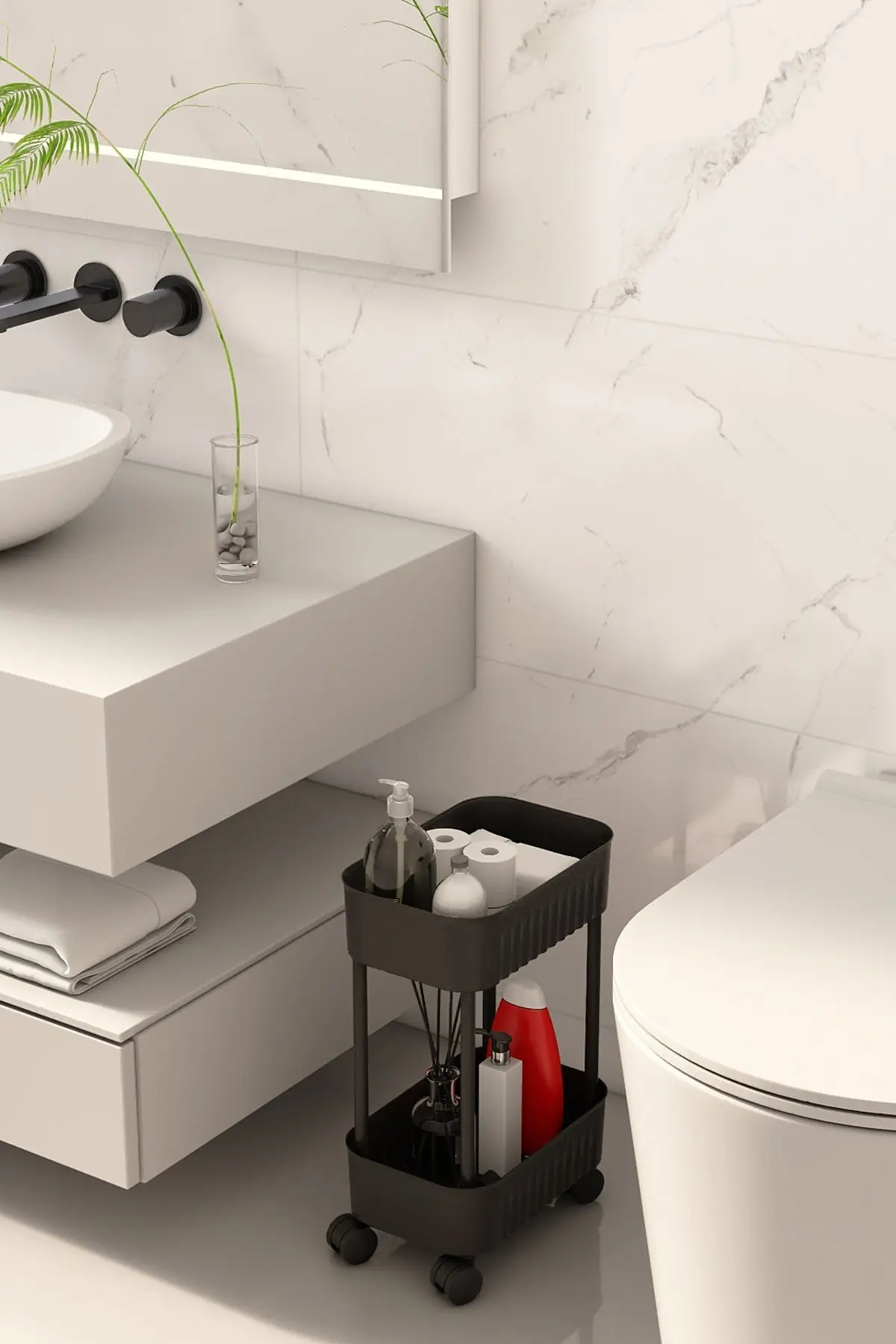 Lizbon Çok Amaçlı 2 Katlı Evye Altı Düzenleyici Dolap İçi Tegah AltıTekerlekli Organizer