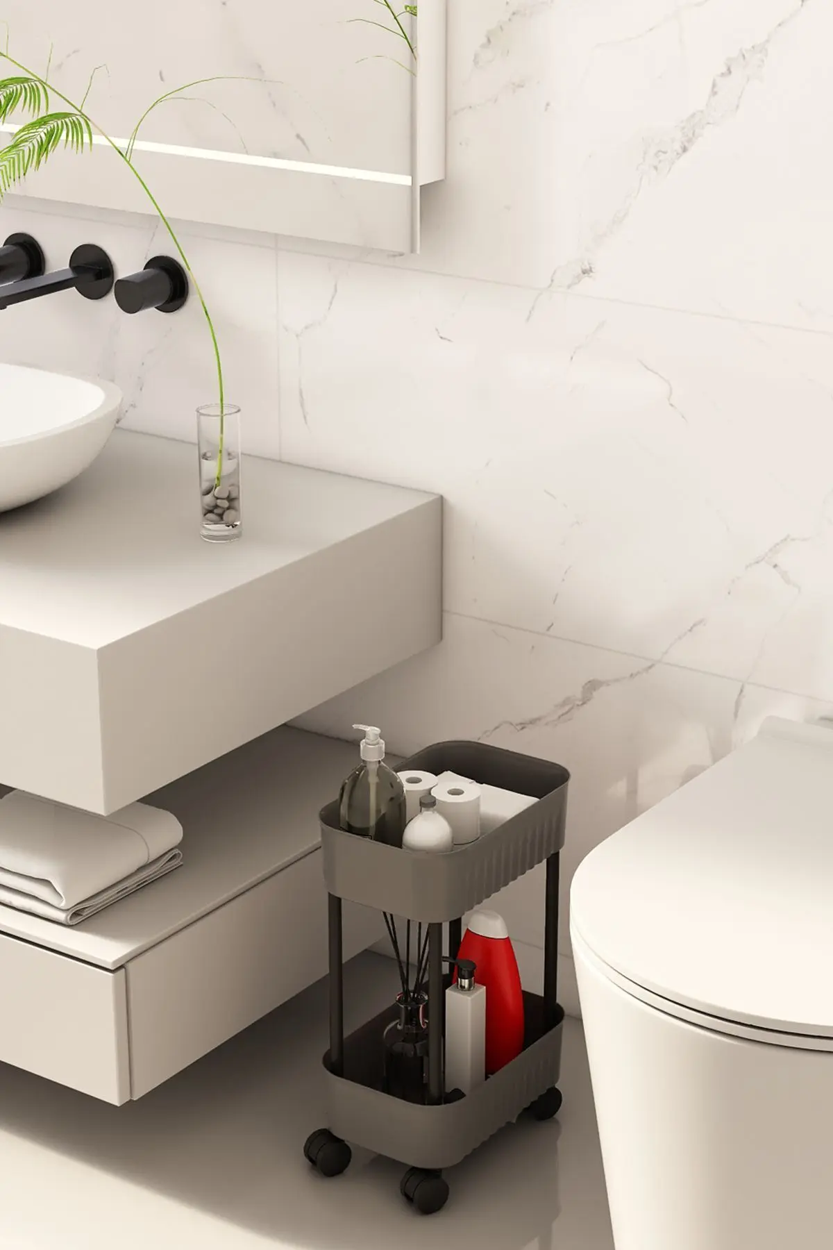 Lizbon Çok Amaçlı 2 Katlı Evye Altı Düzenleyici Dolap Içi Tegah Altıtekerlekli Organizer