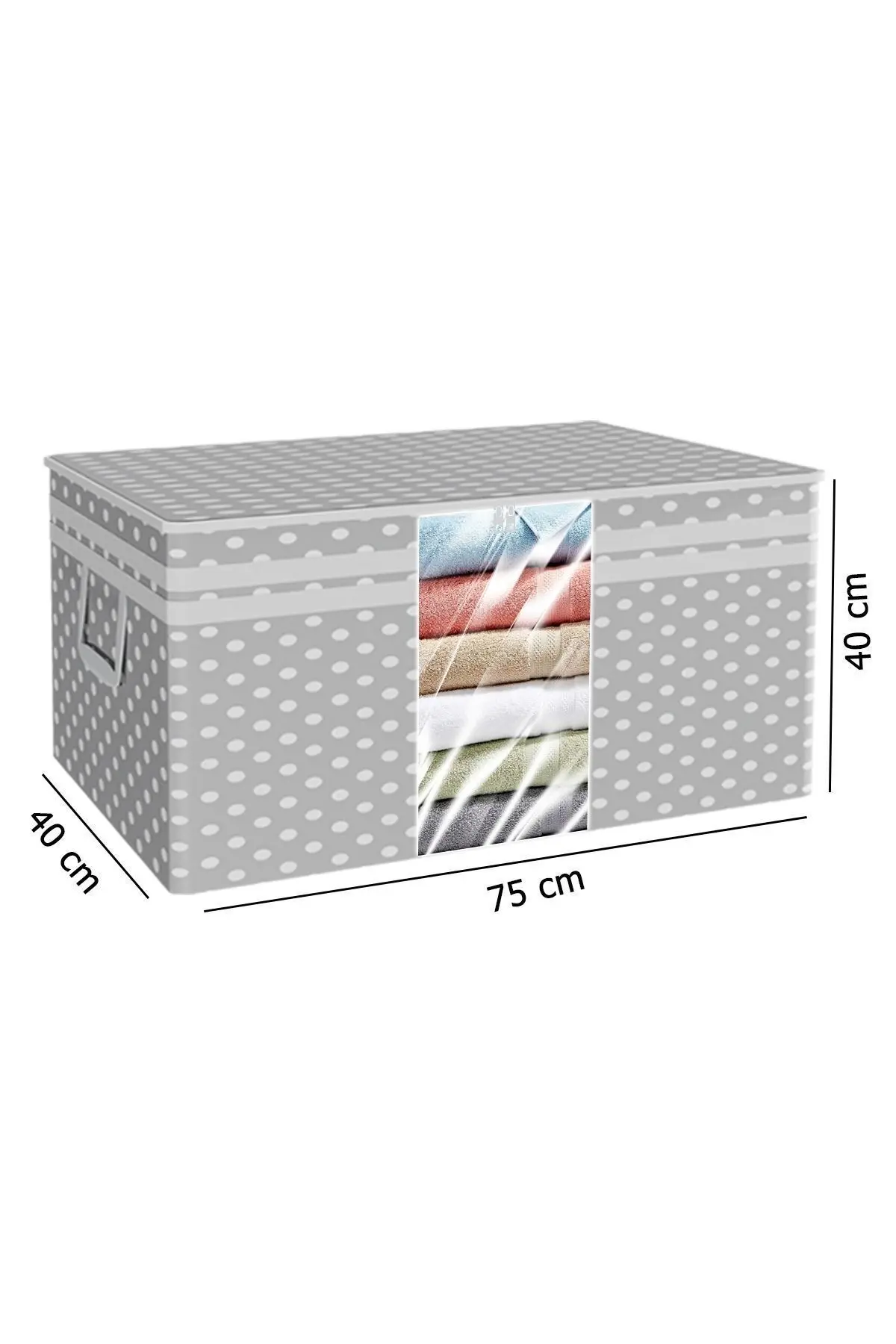 5 Adet - Pencereli Yastık Yorgan Hurcu 75 X 40 X 40 cm - Gri Puantiyeli