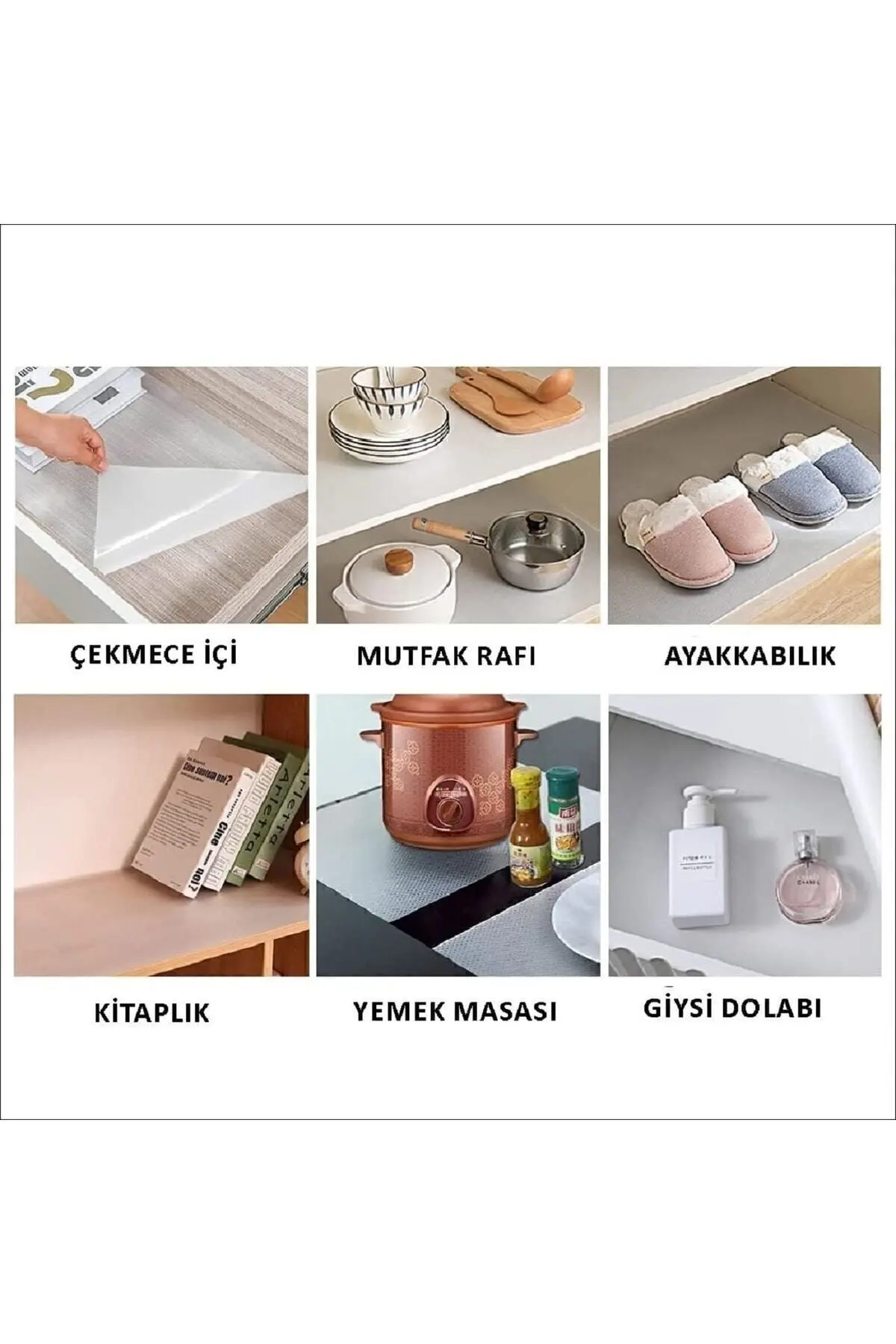 Kaymaz Dolap Içi Şeffaf Çekmece Içi Raf Örtüsü Buzdolabı Mutfak Kullanımına Uygun 45cm X 10 Metre