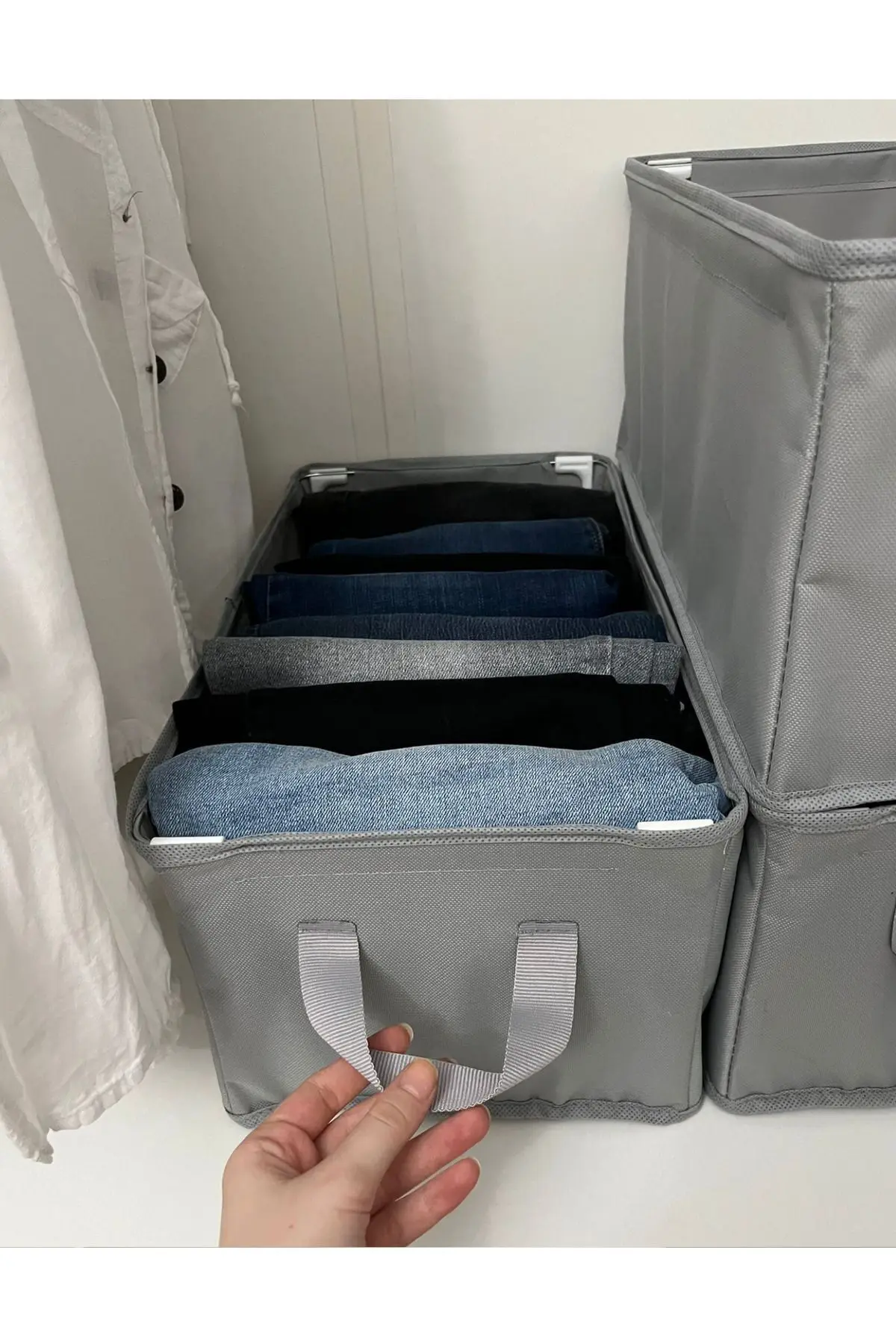 1 adet dolap içi düzenleyici raf düzenleyici saklama katlanabilir kıyafet organizeri  45x25x20