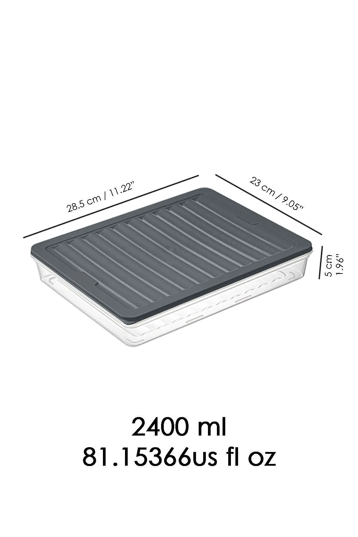 4'lü Buzdolabı Organizer Mikrodalga Ve Difrize Uygun Saklama Kabı Antrasit 4 X 2400 ml