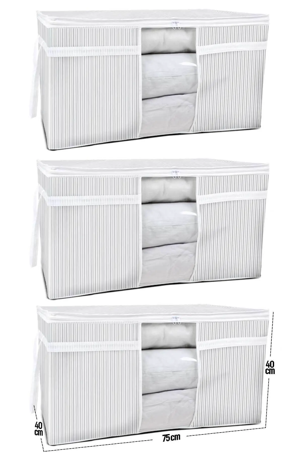 3 Adet - Pencereli Yastık Yorgan Hurcu 75 X 40 X 40 cm