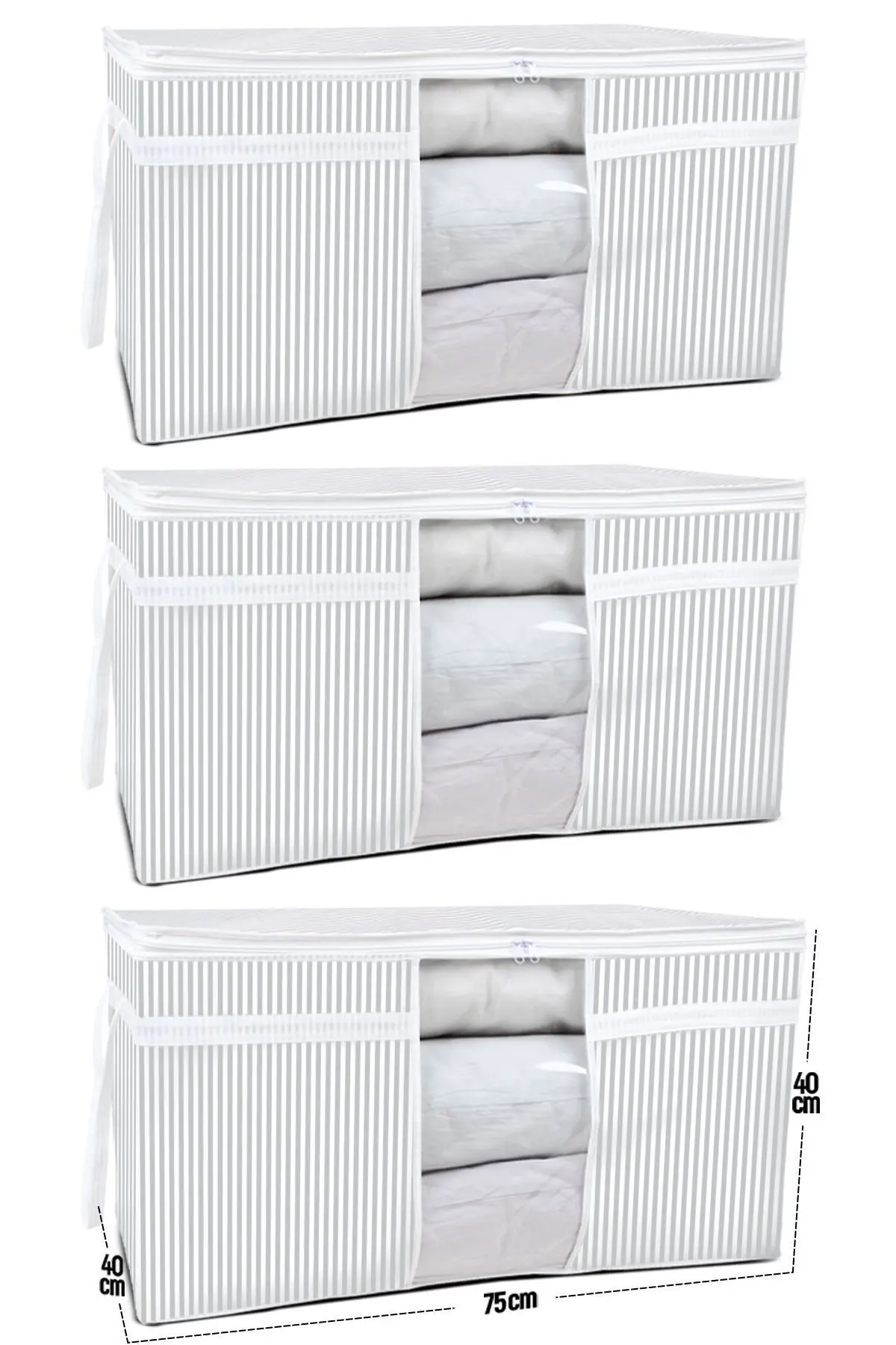 ESTİ 3 Adet - Pencereli Yastık Yorgan Hurcu 75 X 40 X 40 cm