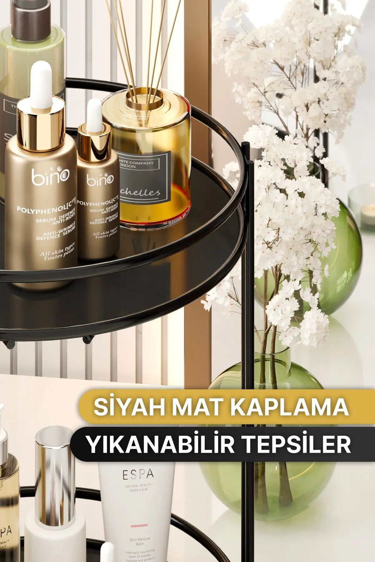 Banyo Kozmetik Takı Düzenleyici Çok Amaçlı Organizer 2 Katlı Servis Sunum Tepsisi Ikramlık