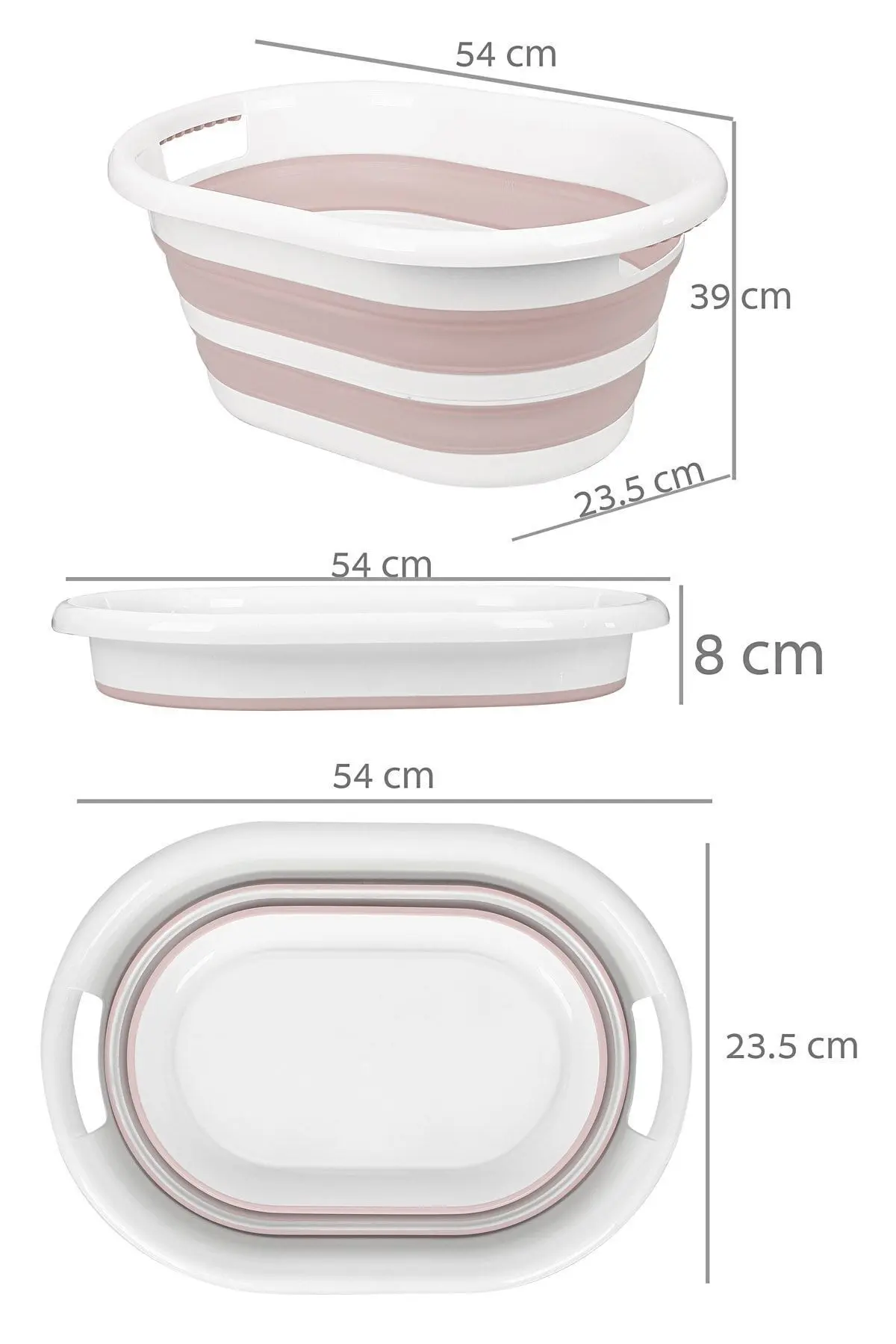 Katlanabilir Silikon Çamaşır Sepeti - Vip Akordiyon Sepet Pudra